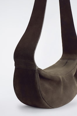 SWING CROSSBODY BAG - SPLIT SUEDE — DARK BROWN 7