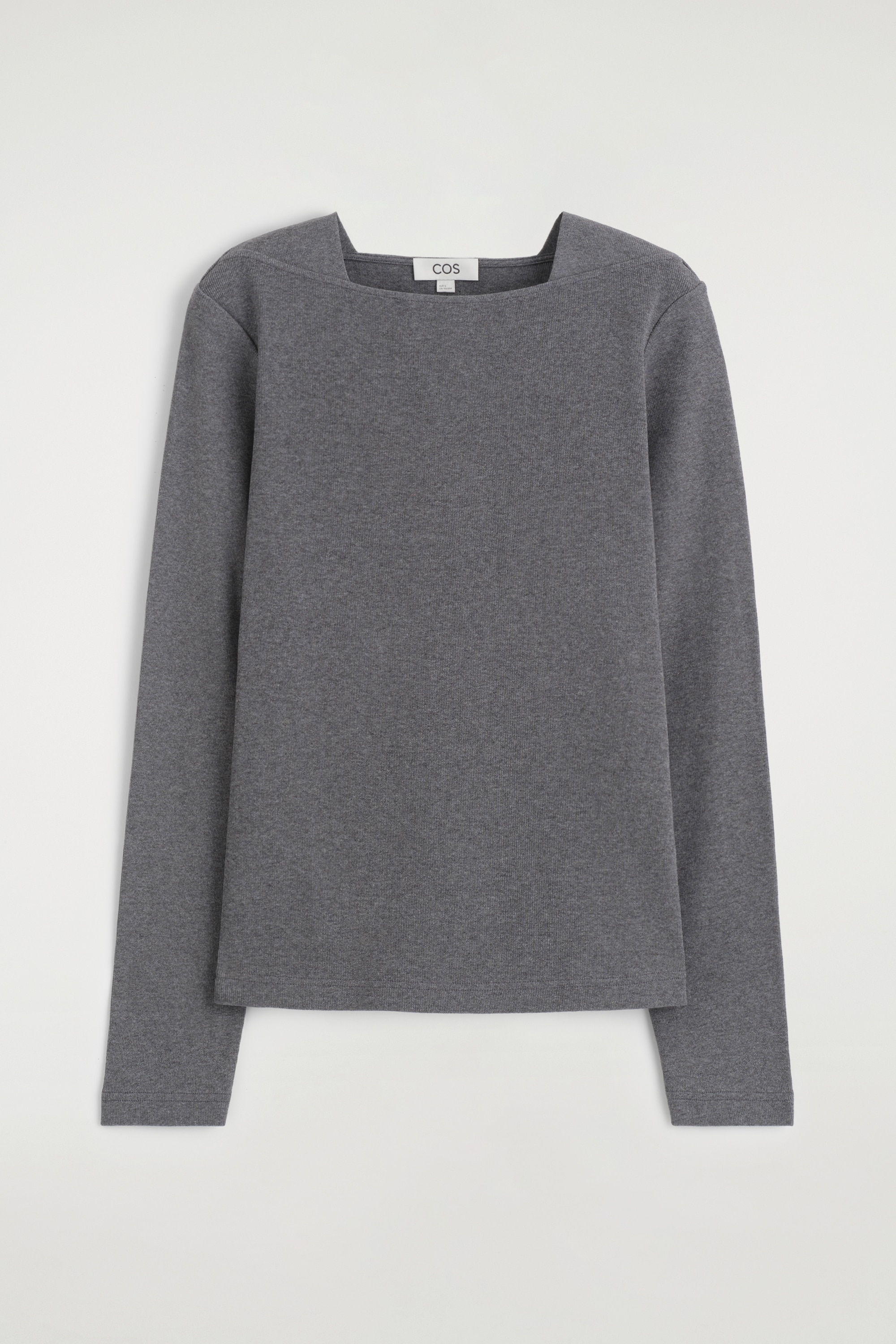 COTTON-JERSEY LONG-SLEEVED TOP - DONKERGRIJS/ECRU