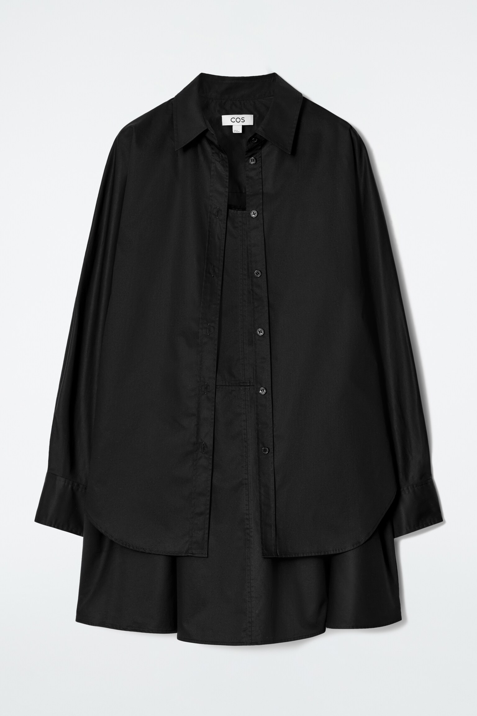 ROBE-CHEMISE TRAPÈZE EFFET SUPERPOSÉ - NOIR - 2