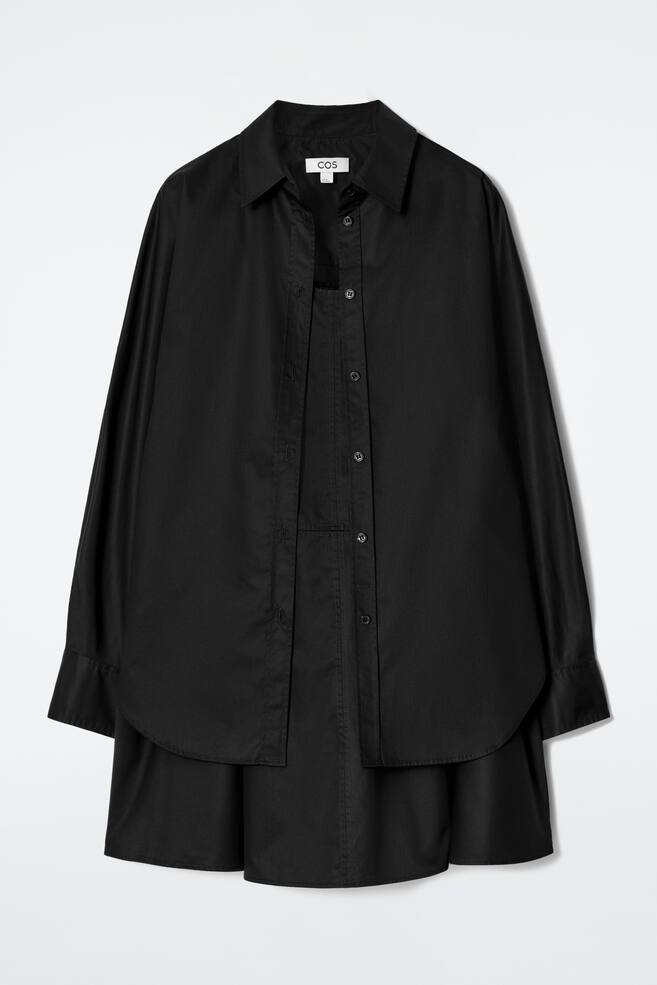 MEHRLAGIGES TRAPEZFÖRMIGES HEMDKLEID - SCHWARZ - 1