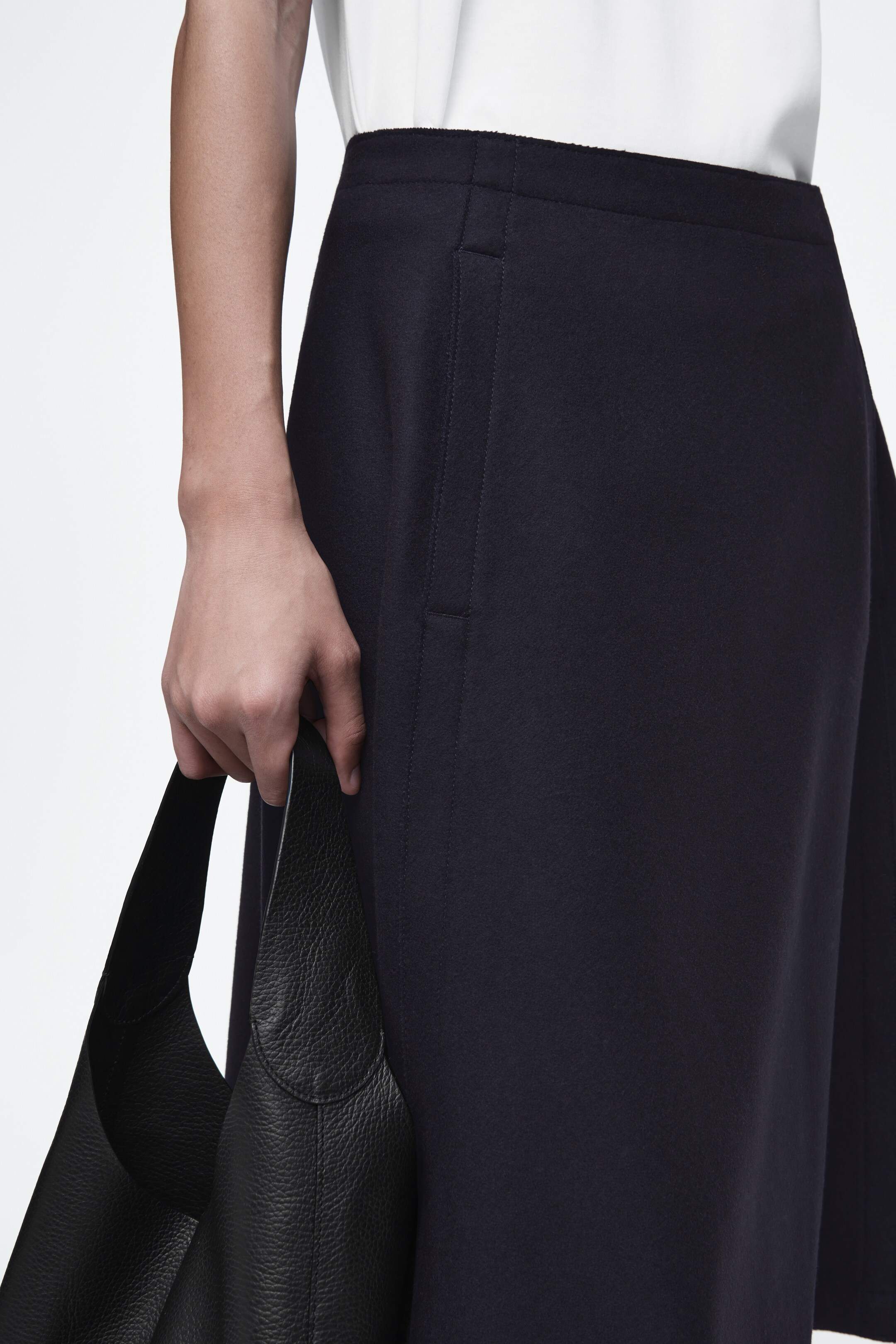 View larger image: PANELLED WOOL MIDI SKIRT - NAVY - Ladies | H&M GB 4