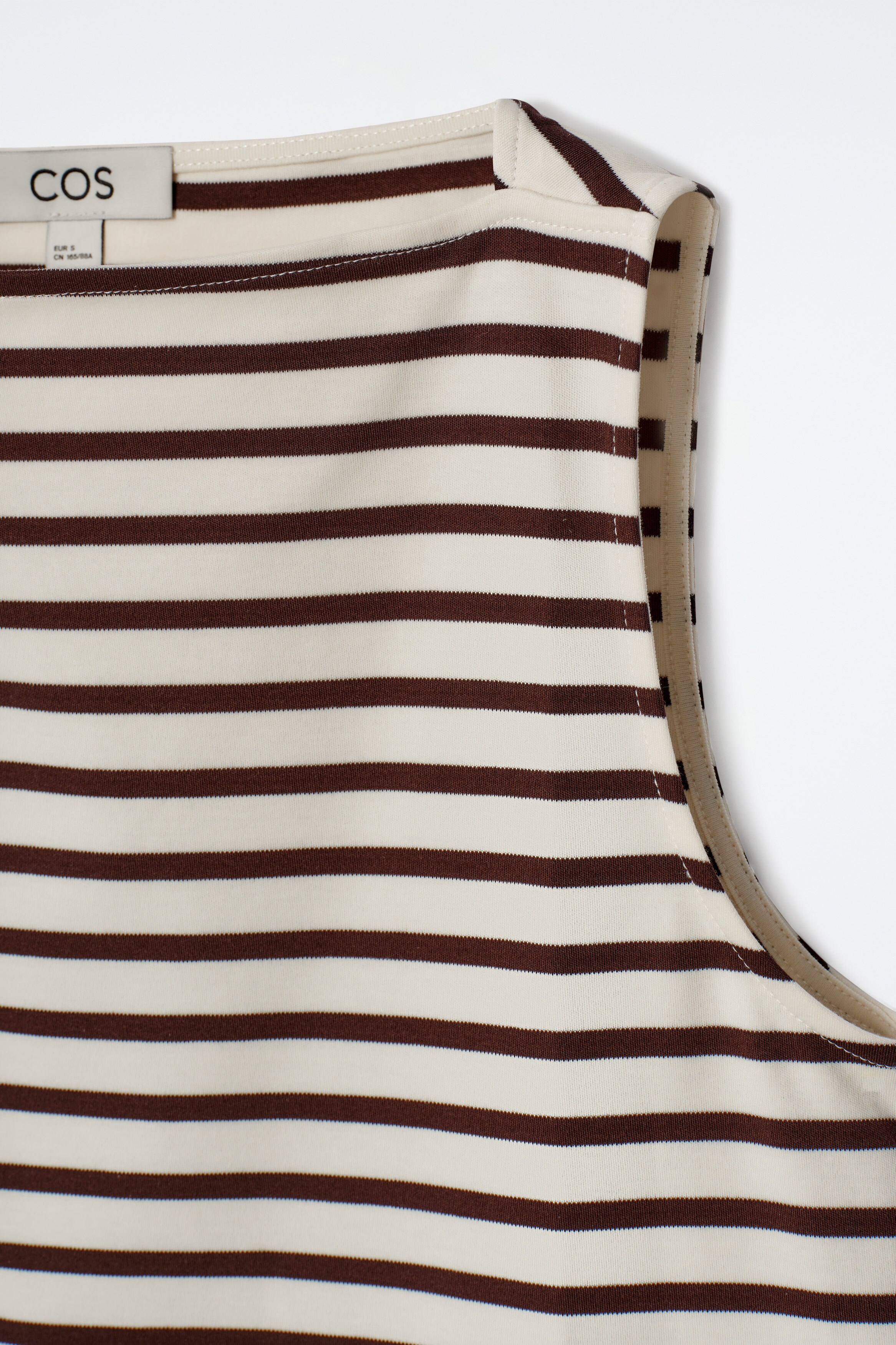 BOAT-NECK TANK TOP - IVORY / BROWN / STRIPED | COS