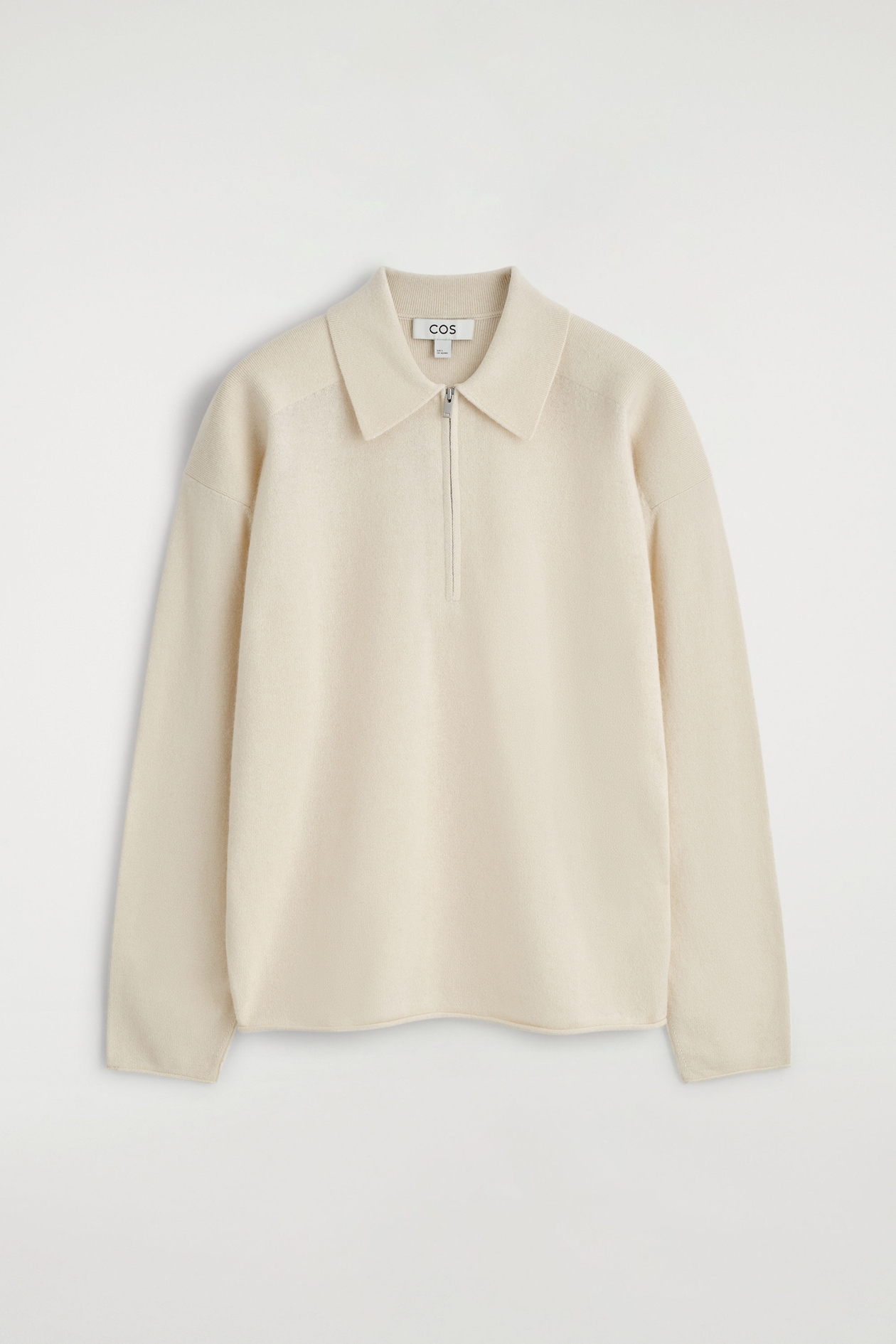 MERINO WOOL-YAK ZIP-UP POLO SHIRT — WHITE