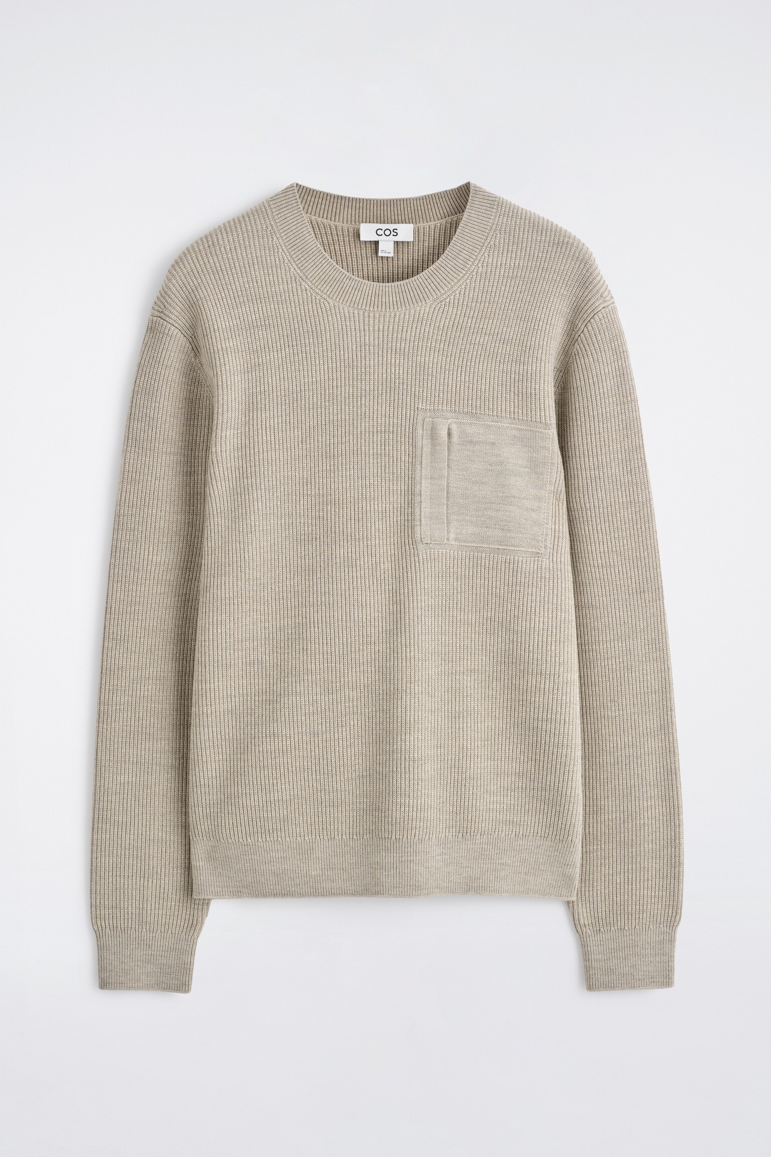 JERSEY DE CUELLO REDONDO DE LANA CON BOLSILLO - BEIGE JASPEADO/CAQUI - 2