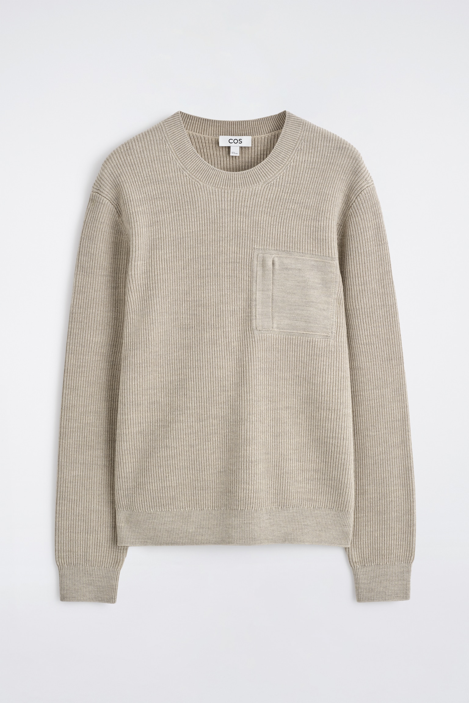 VLNĚNÝ SVETR S KAPSAMI A KULATÝM VÝSTŘIHEM - BEIGE MÉLANGE/KHAKI