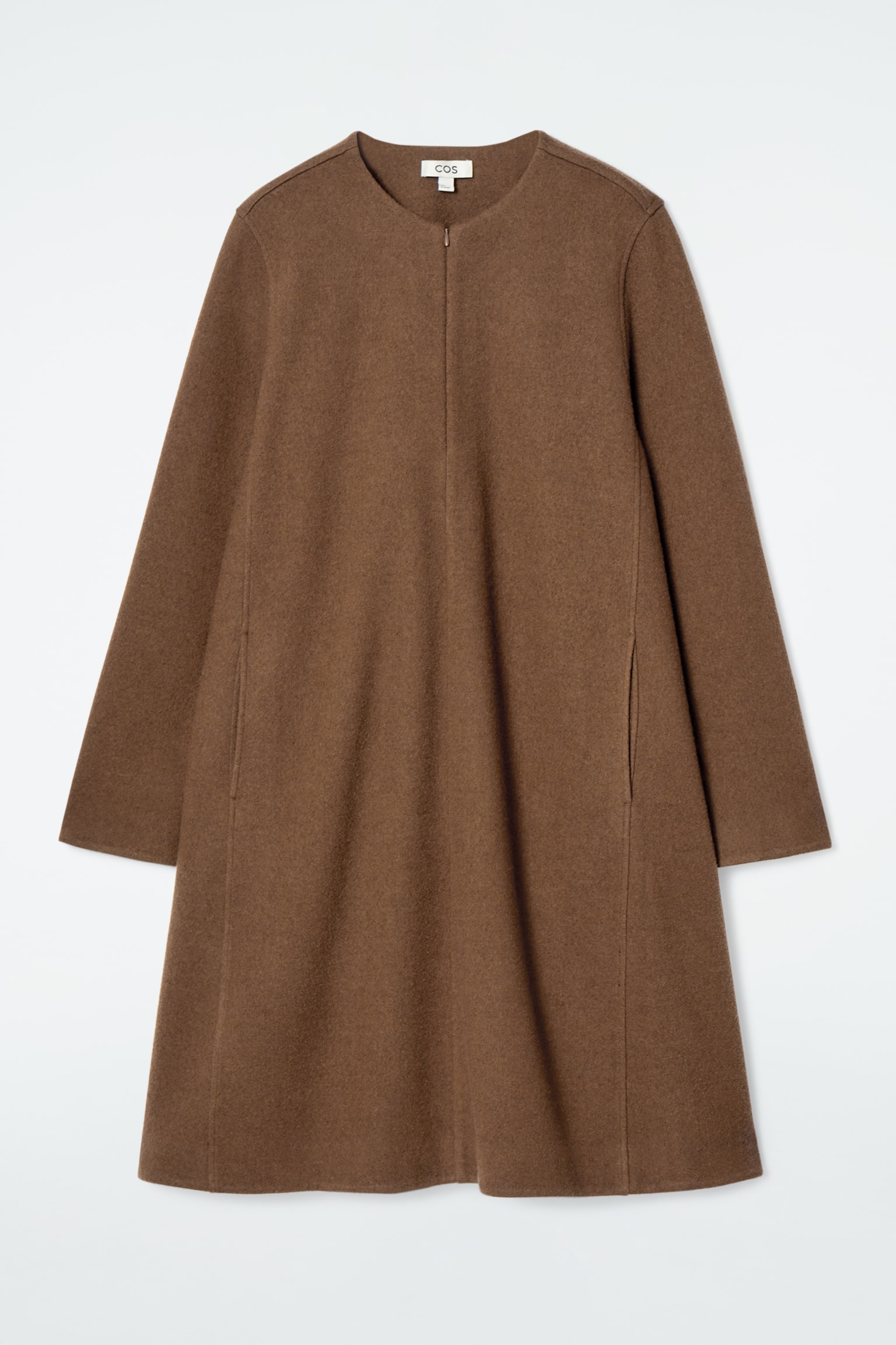 ROBE COURTE BABY DOLL EN LAINE BOUILLIE - BRUN