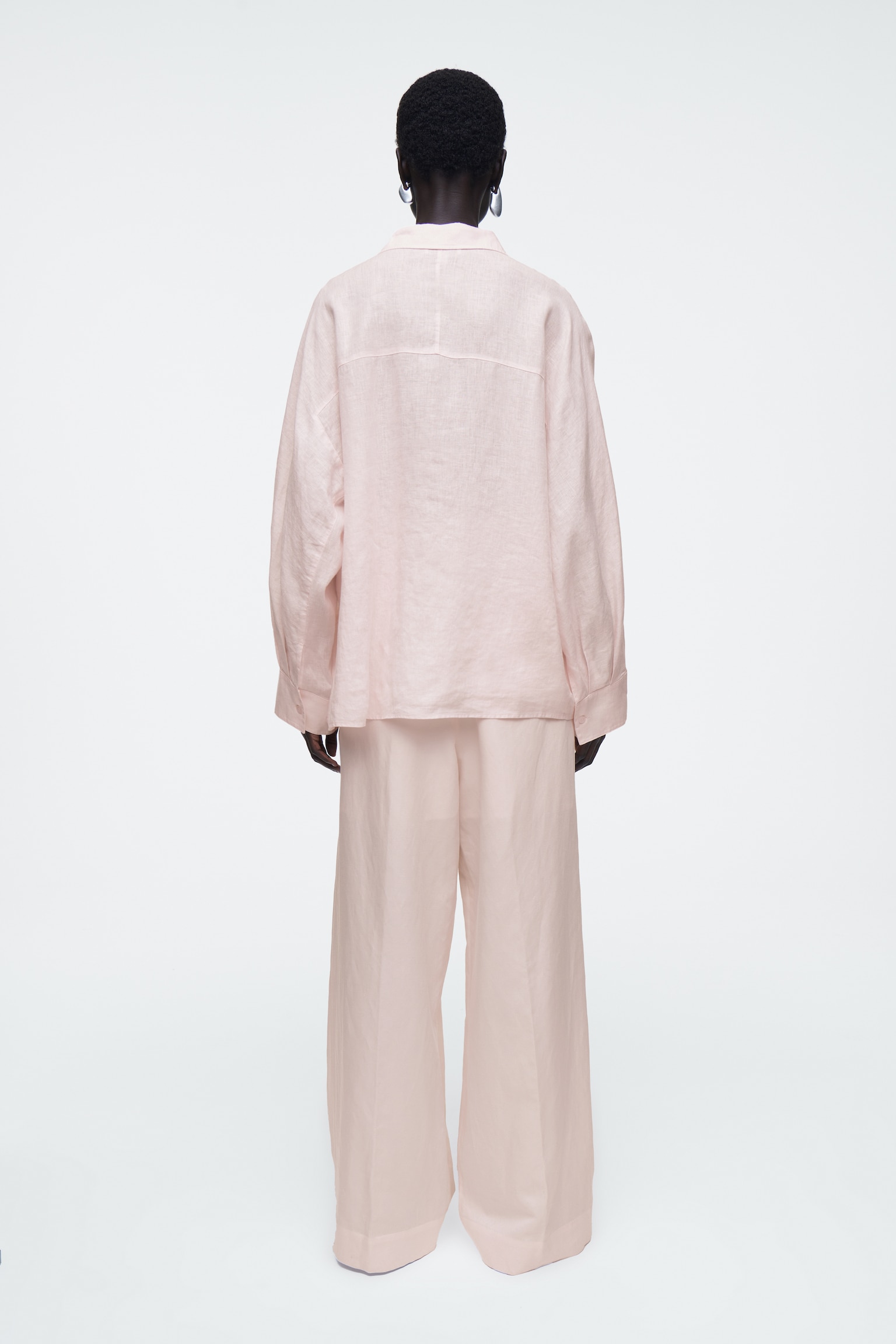 CHEMISE EN LIN SILHOUETTE CARRÉE - ROSE POUDRÉ/BLEU COBALT/NOIR - 6