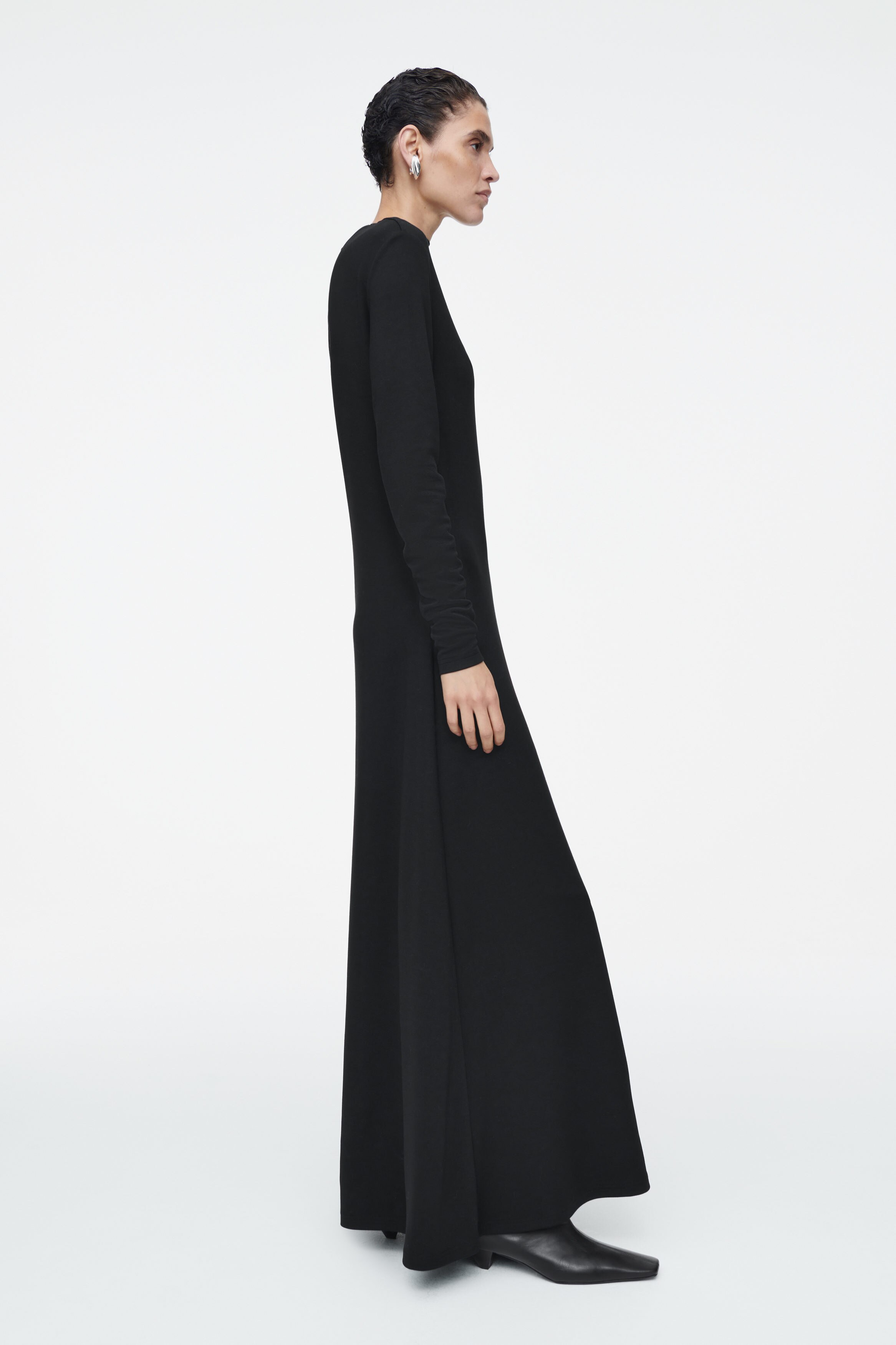 COWL-NECK LONG-SLEEVED MAXI DRESS - BLACK | COS