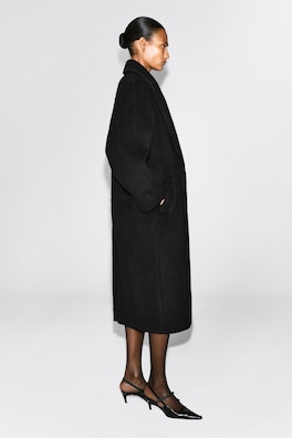 BRUSHED WOOL MAXI COAT — BLACK 3