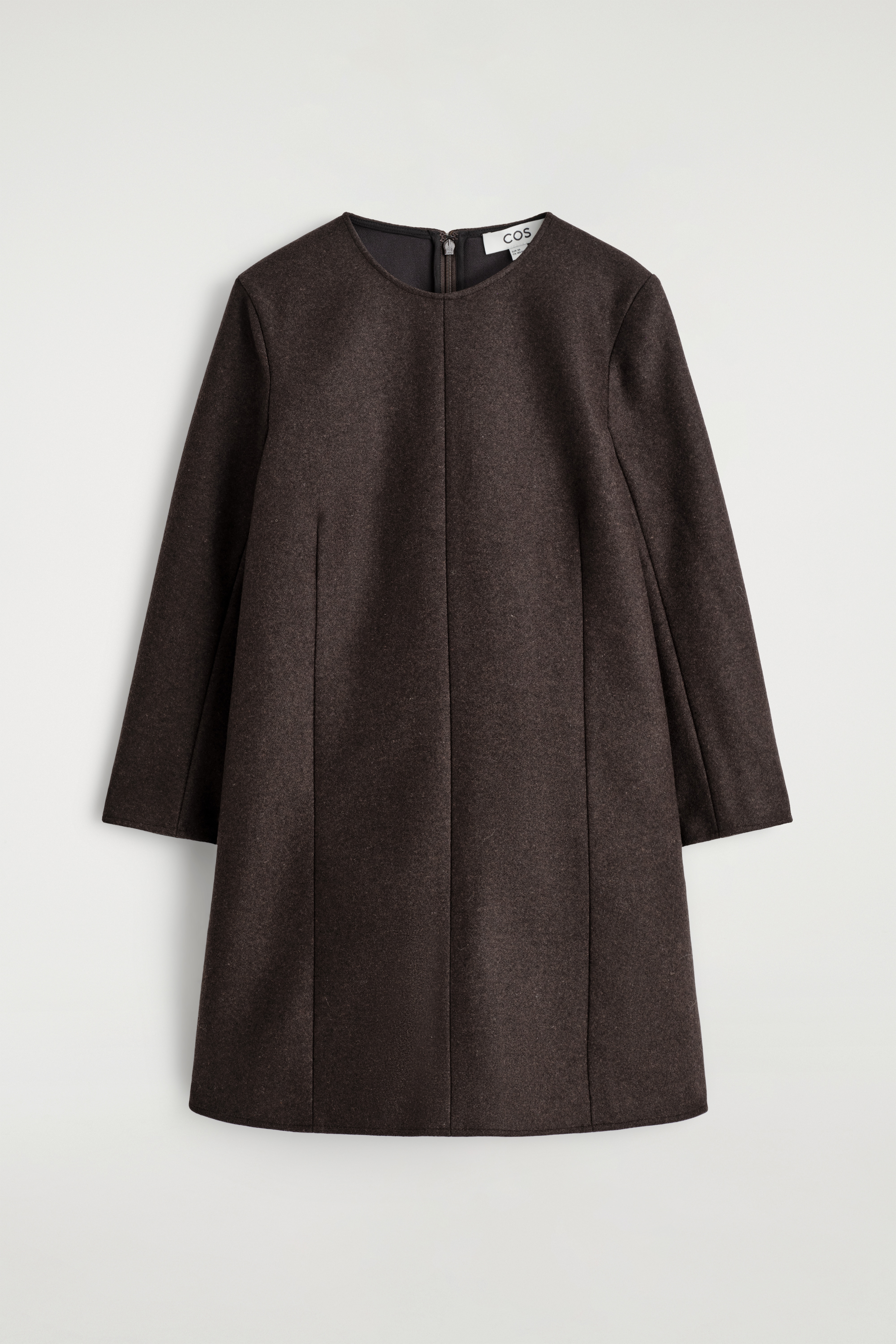 ABITO MINI IN LANA A MANICHE LUNGHE - MARRONE/NERO