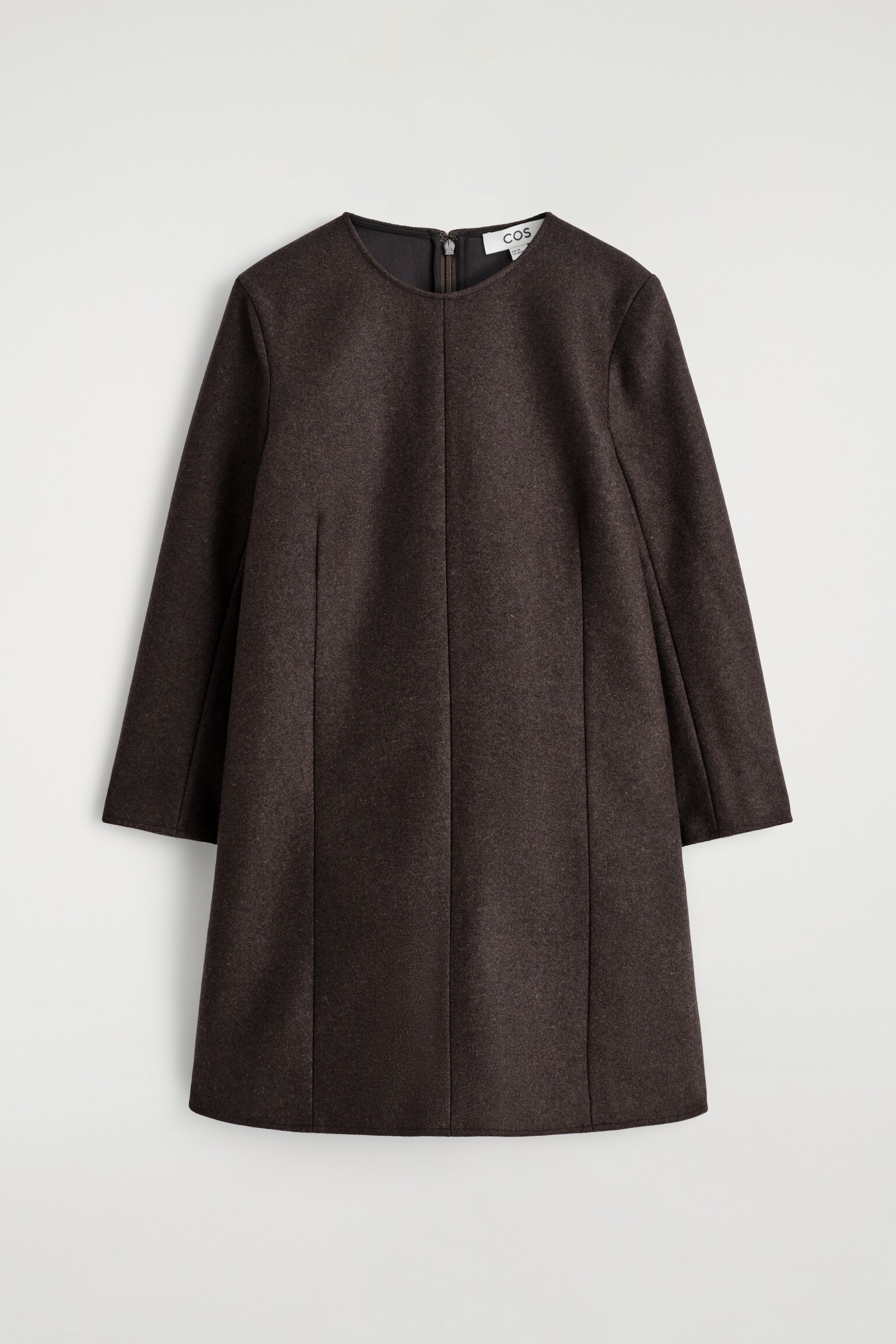 ROBE COURTE À MANCHES LONGUES EN LAINE - BRUN/NOIR - 2