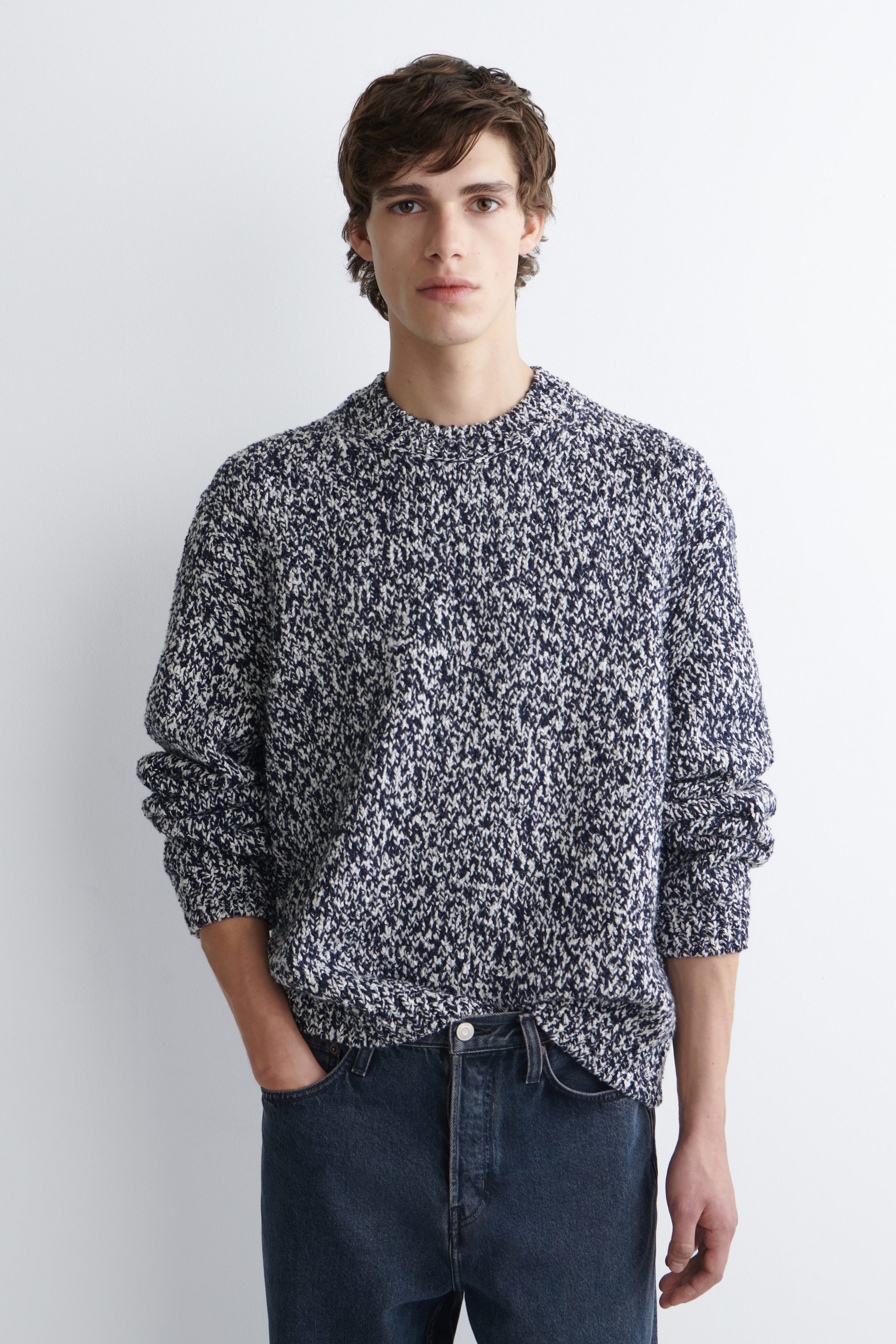 FLECKED WOOL-BLEND HEAVYWEIGHT JUMPER