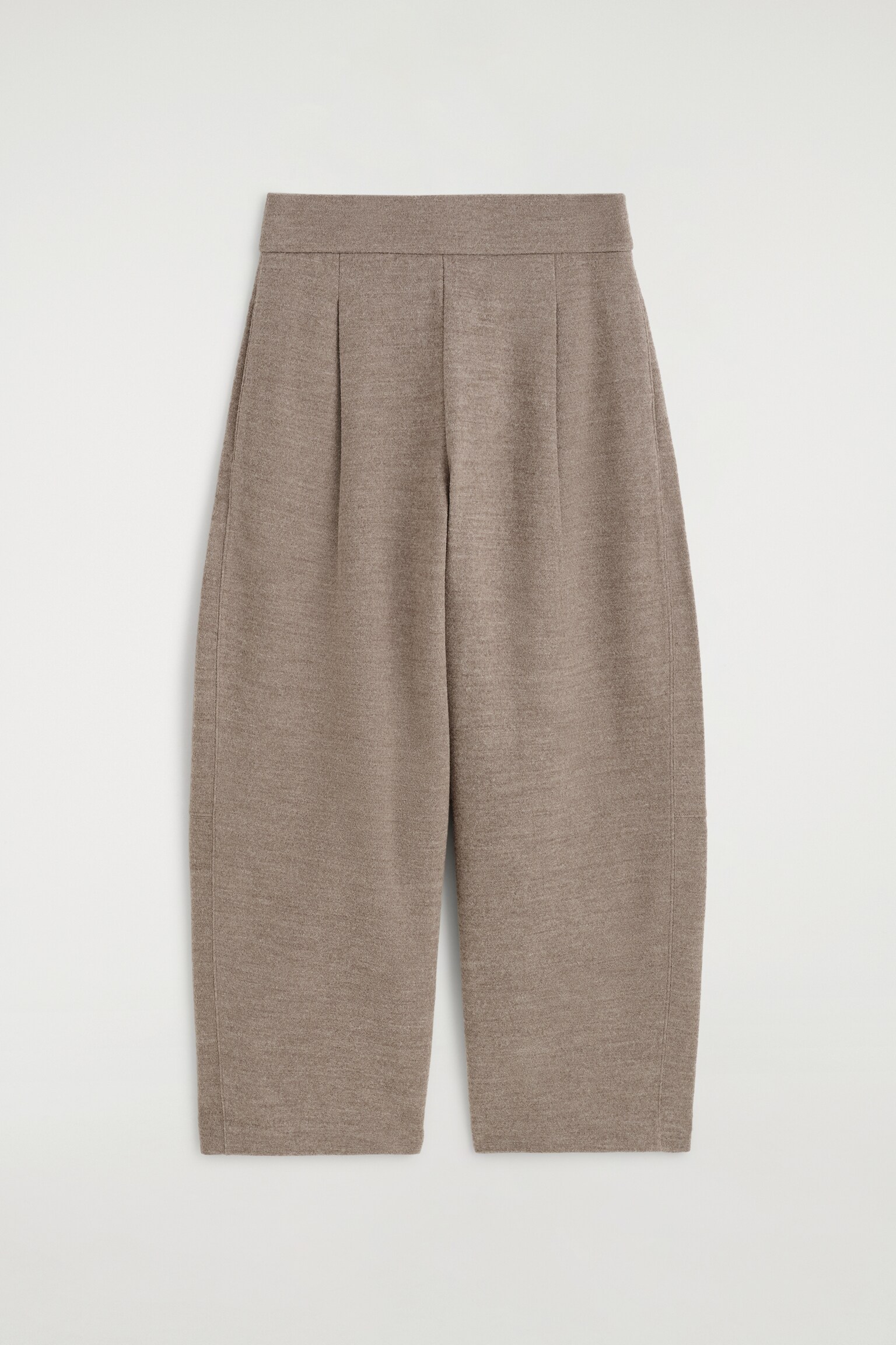 BOILED-WOOL BARREL-LEG TROUSERS - BEIGE MÉLANGE - 2