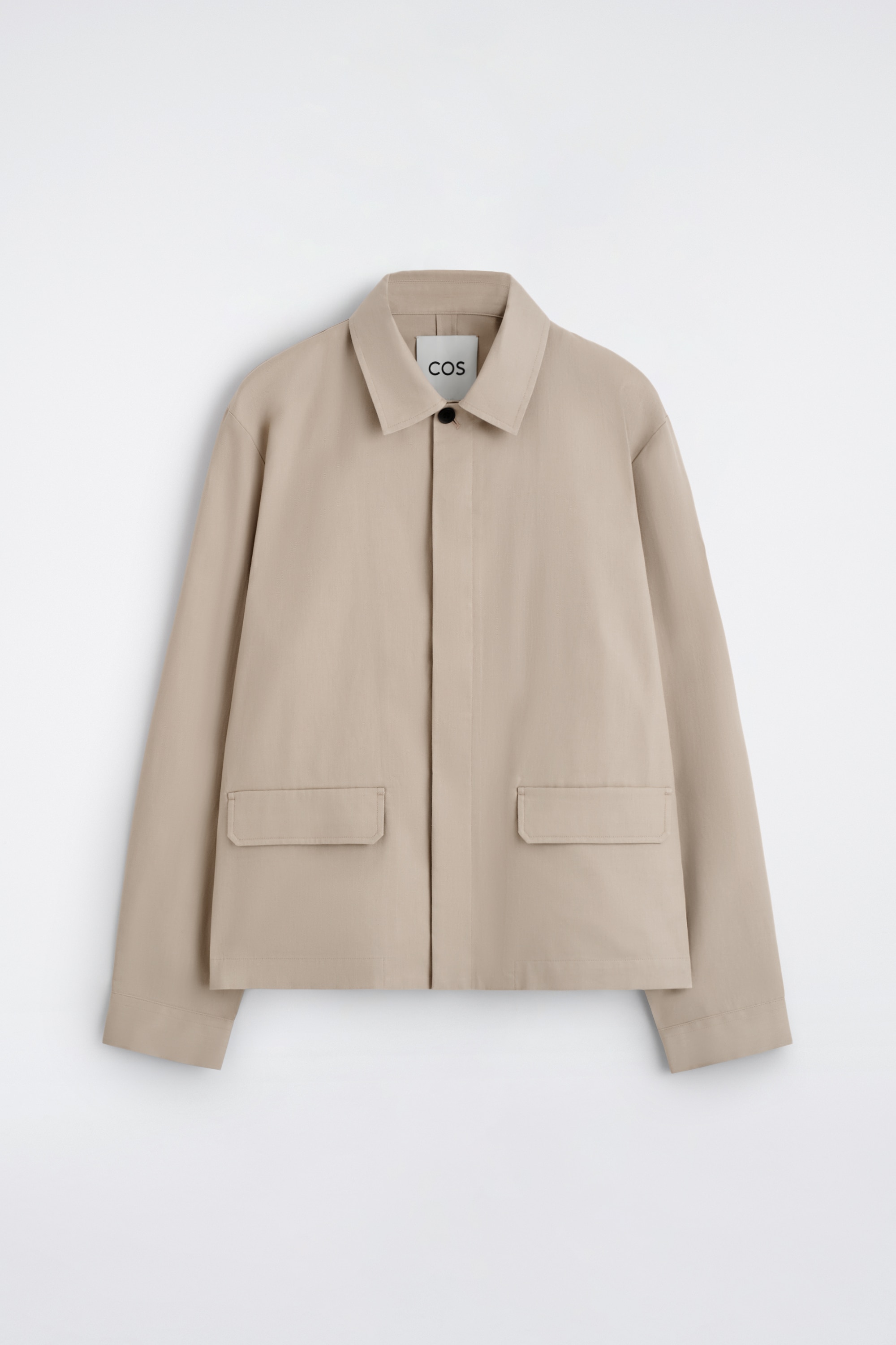 Losvallend katoen-linnen overshirt - buinbeige/MARINEBLAUW