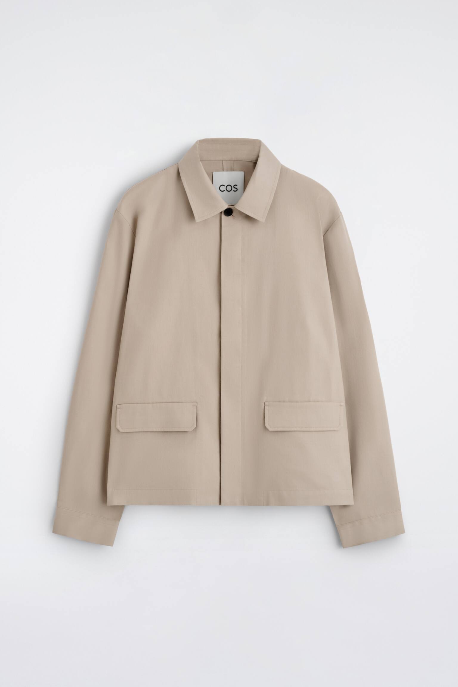 AFSLAPPET BOMULDS-LINEN OVERSHIRT - BEIGE/MARINEBLÅ - 2