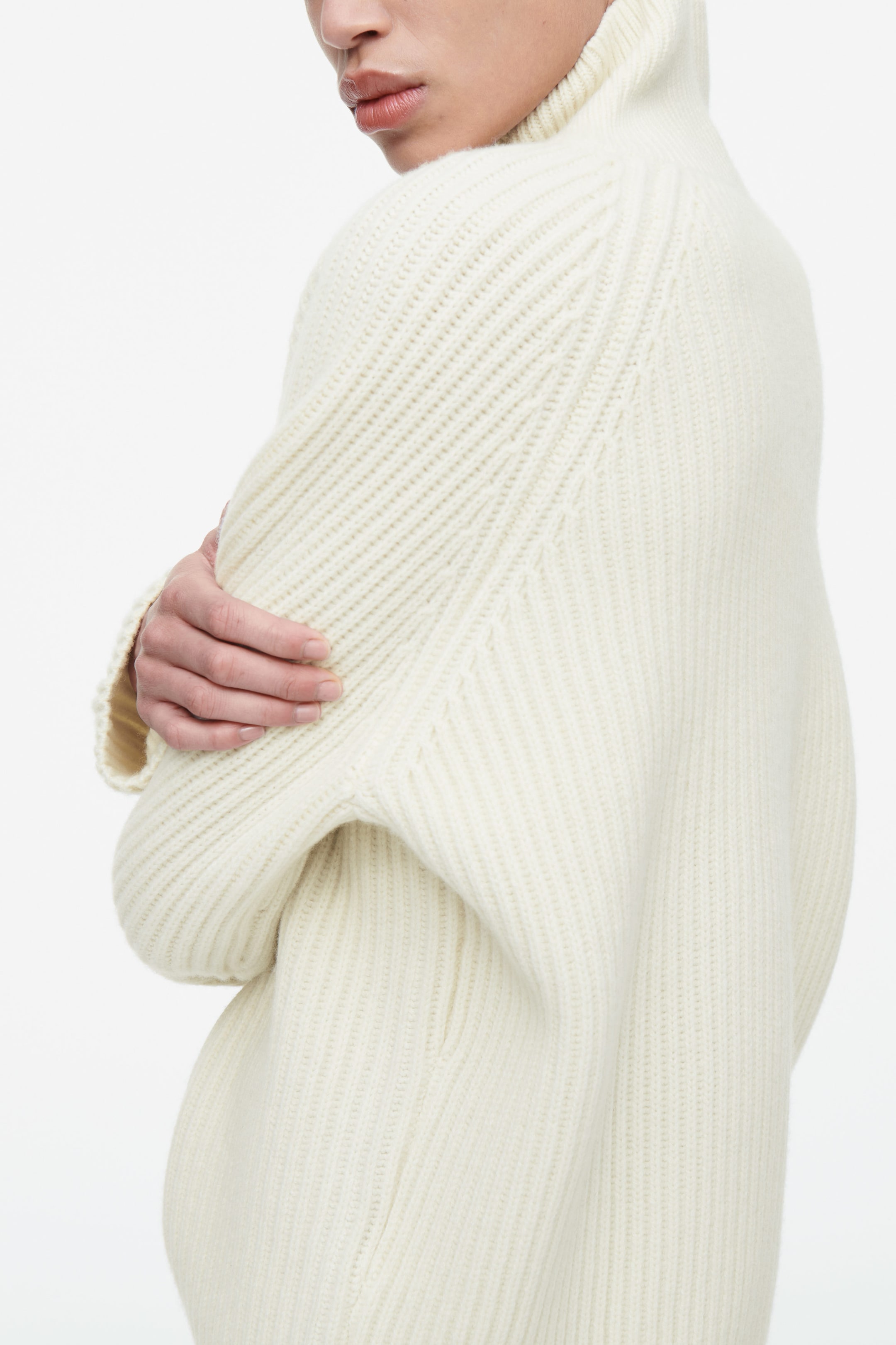 WRAP-COLLAR MERINO WOOL JUMPER