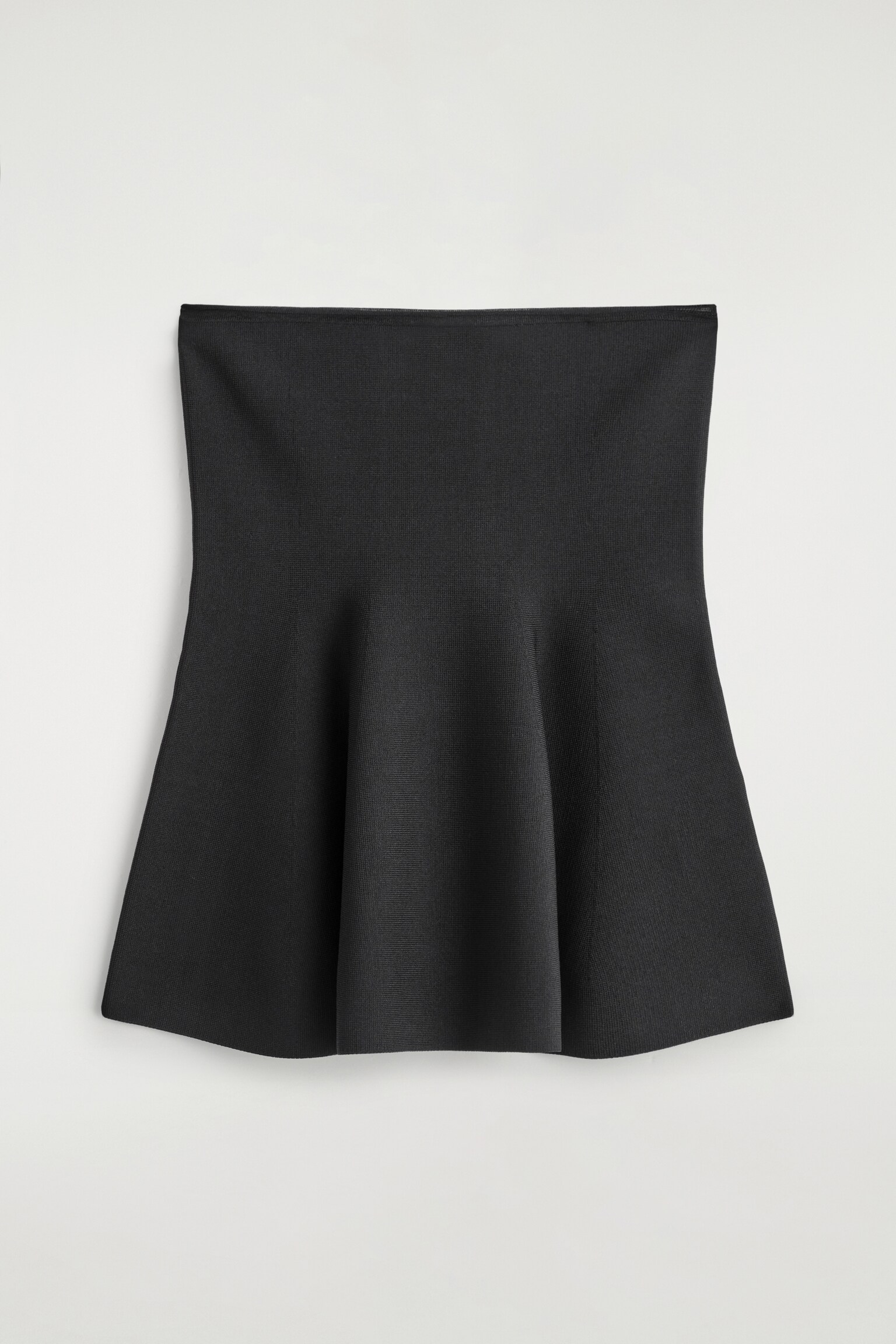 SHEER-DETAIL KNITTED PEPLUM TOP - BLACK - 2