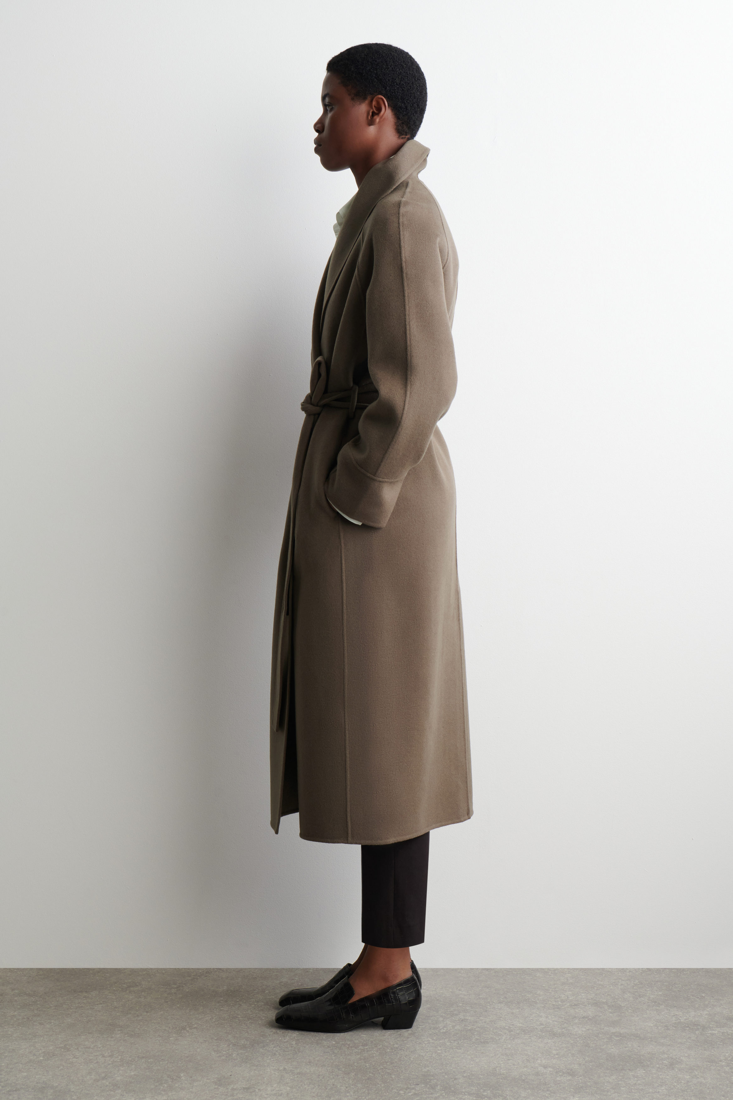 COS モヘアコート 46 BELTED DOUBLE-FACED WOOL LONG COAT - BROWN | COS US