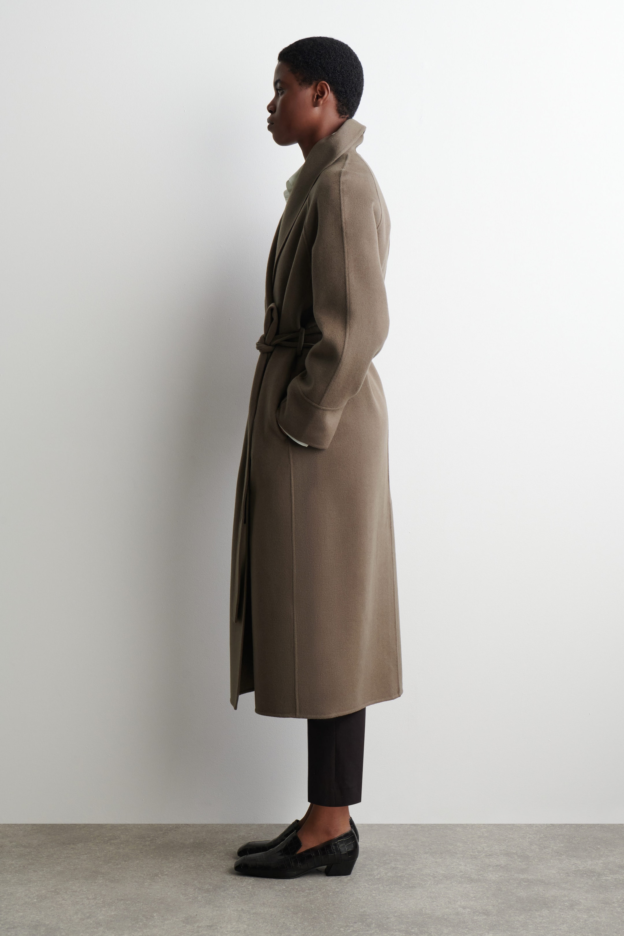 BELTED DOUBLE-FACED WOOL COAT