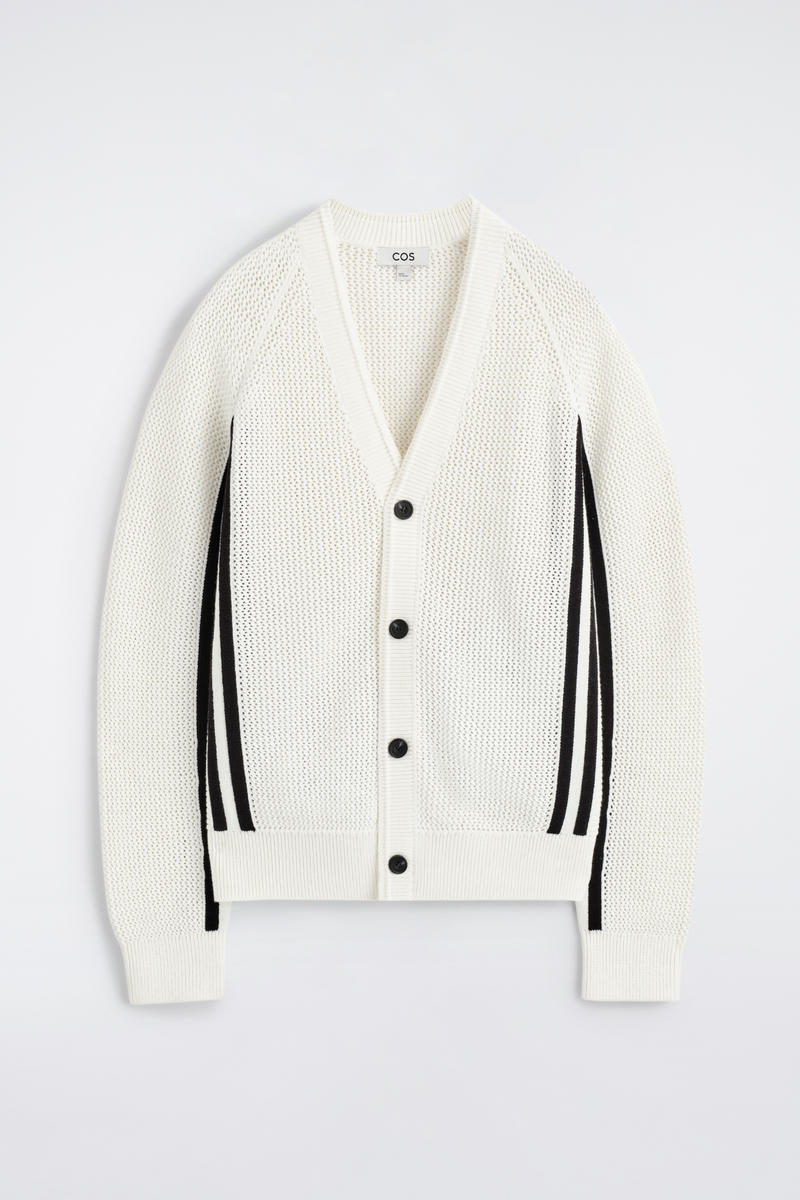 Striped Open-Knit Cotton Cardigan Striped Open-Knit Cotton Cardigan