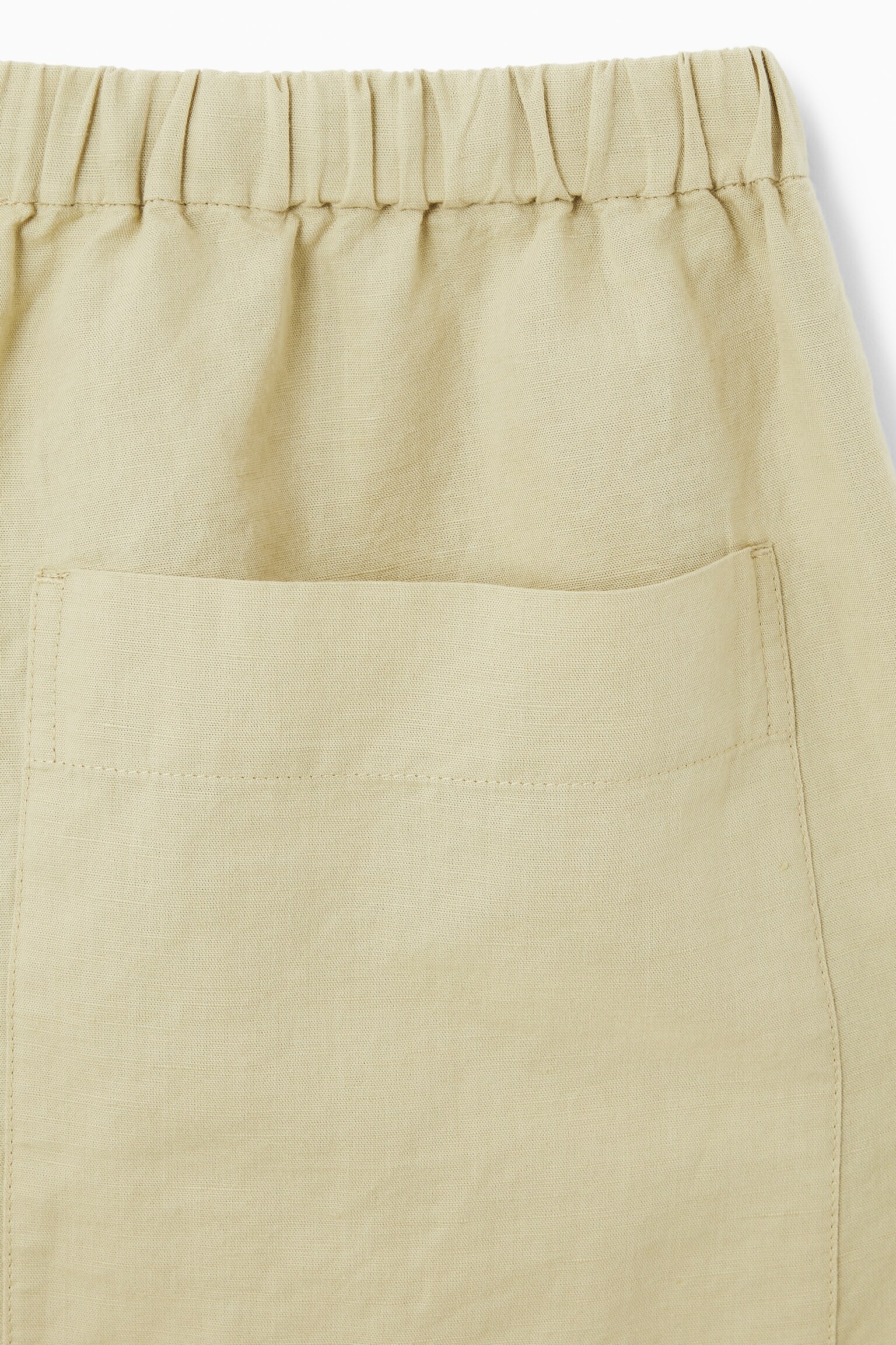 WIDE-LEG LINEN DRAWSTRING TROUSERS - WASHED KHAKI/WHITE - 2