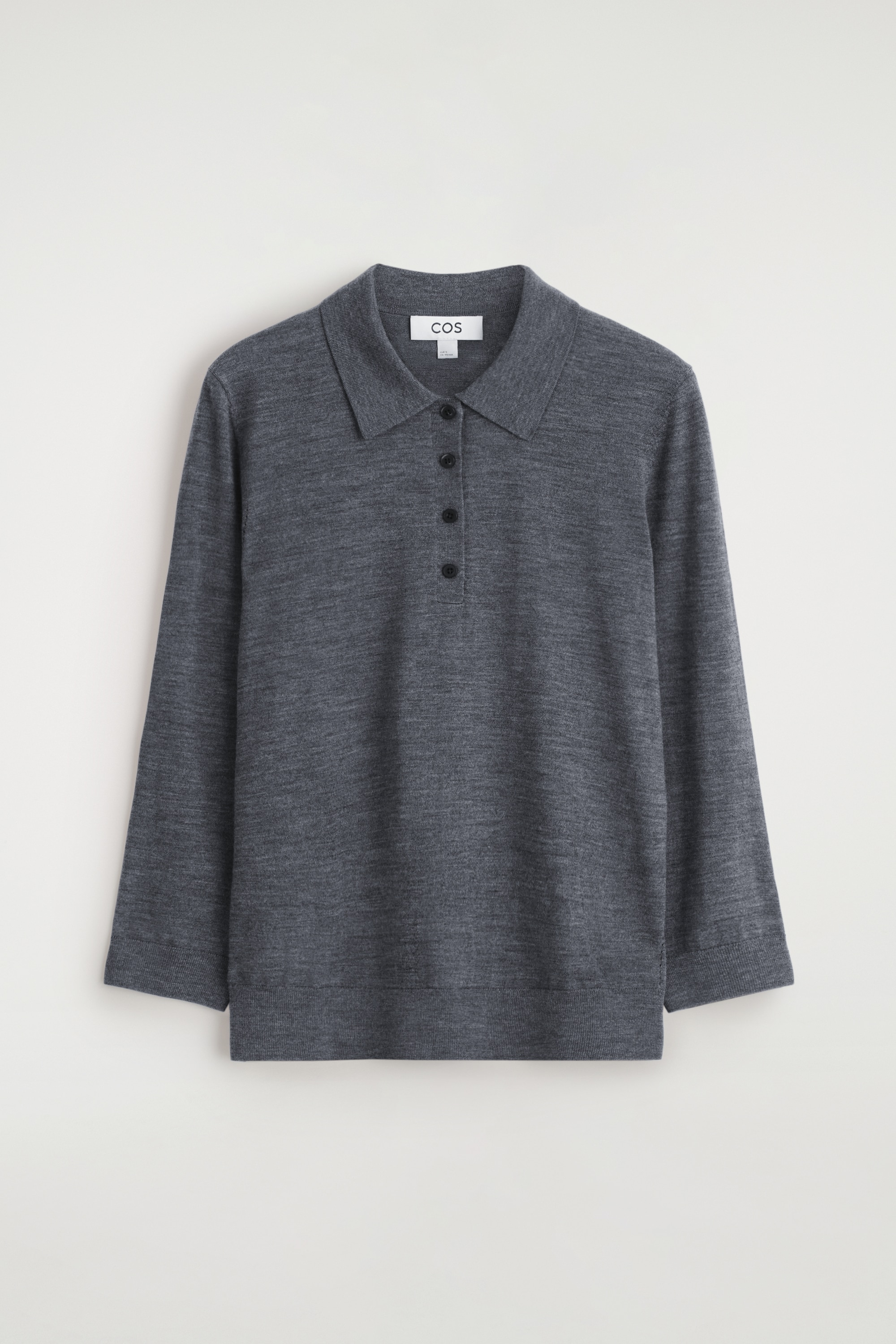 PULL POLO EN LAINE MÉRINOS - GRIS CHINÉ/NOIR/ROUILLE