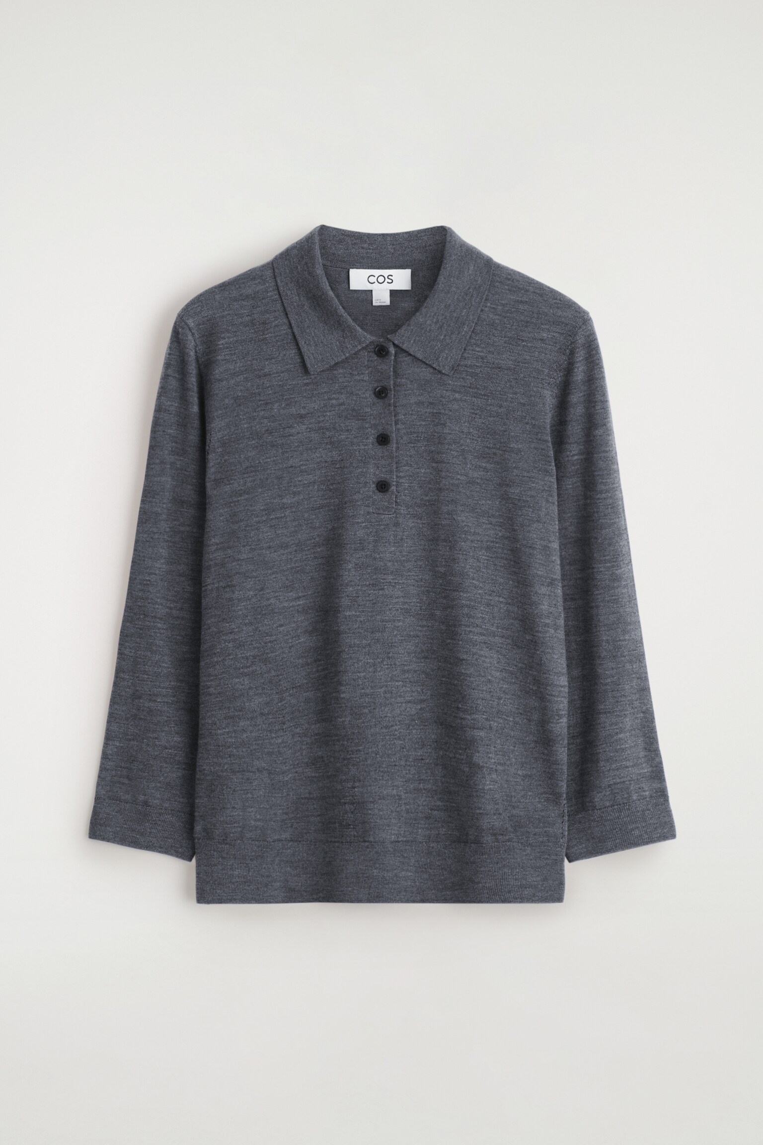 POLOPULLOVER AUS MERINOWOLLE - GRAU MELIERT/SCHWARZ/ROSTBRAUN - 2
