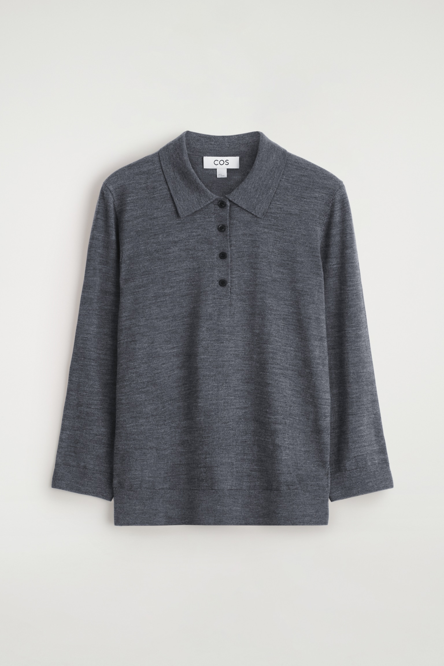 MERINO WOOL POLO JUMPER - GREY MÉLANGE/RUST/BLACK - 2