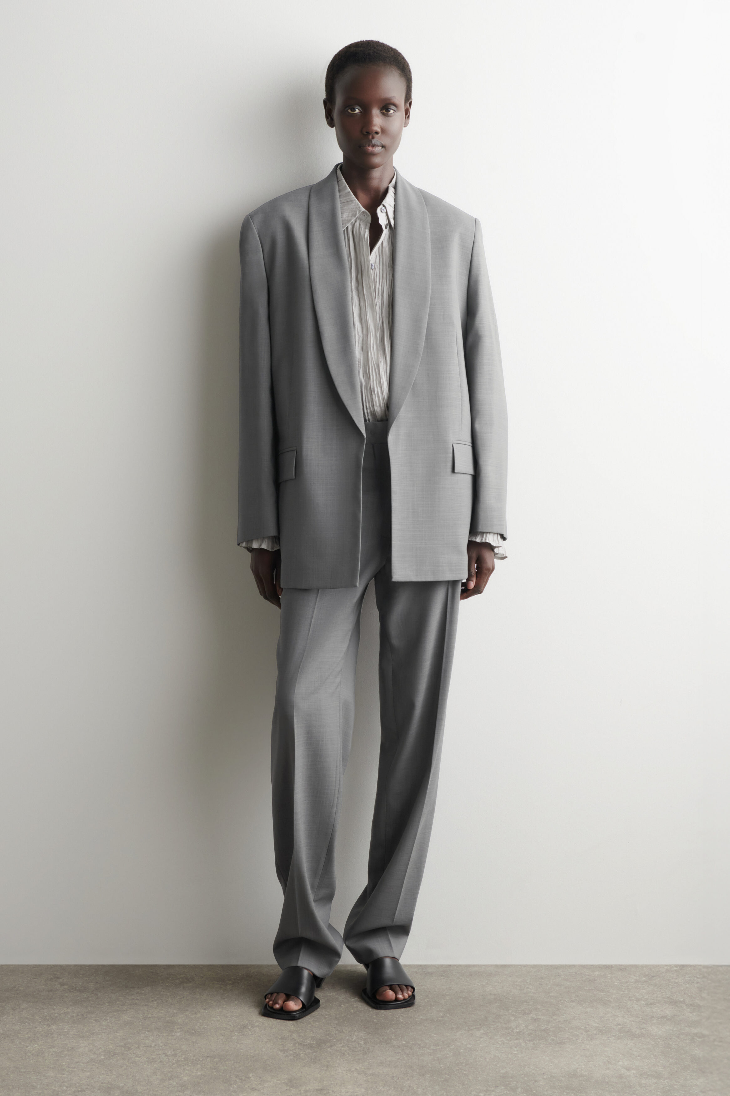 SHAWL-COLLAR WOOL BLAZER - GRAPHITE | COS US