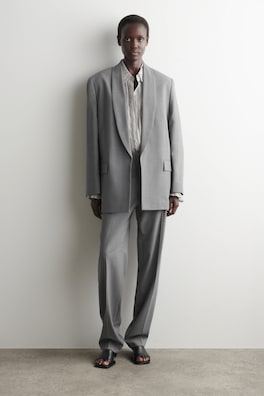 SHAWL-COLLAR WOOL BLAZER — GRAPHITE 1