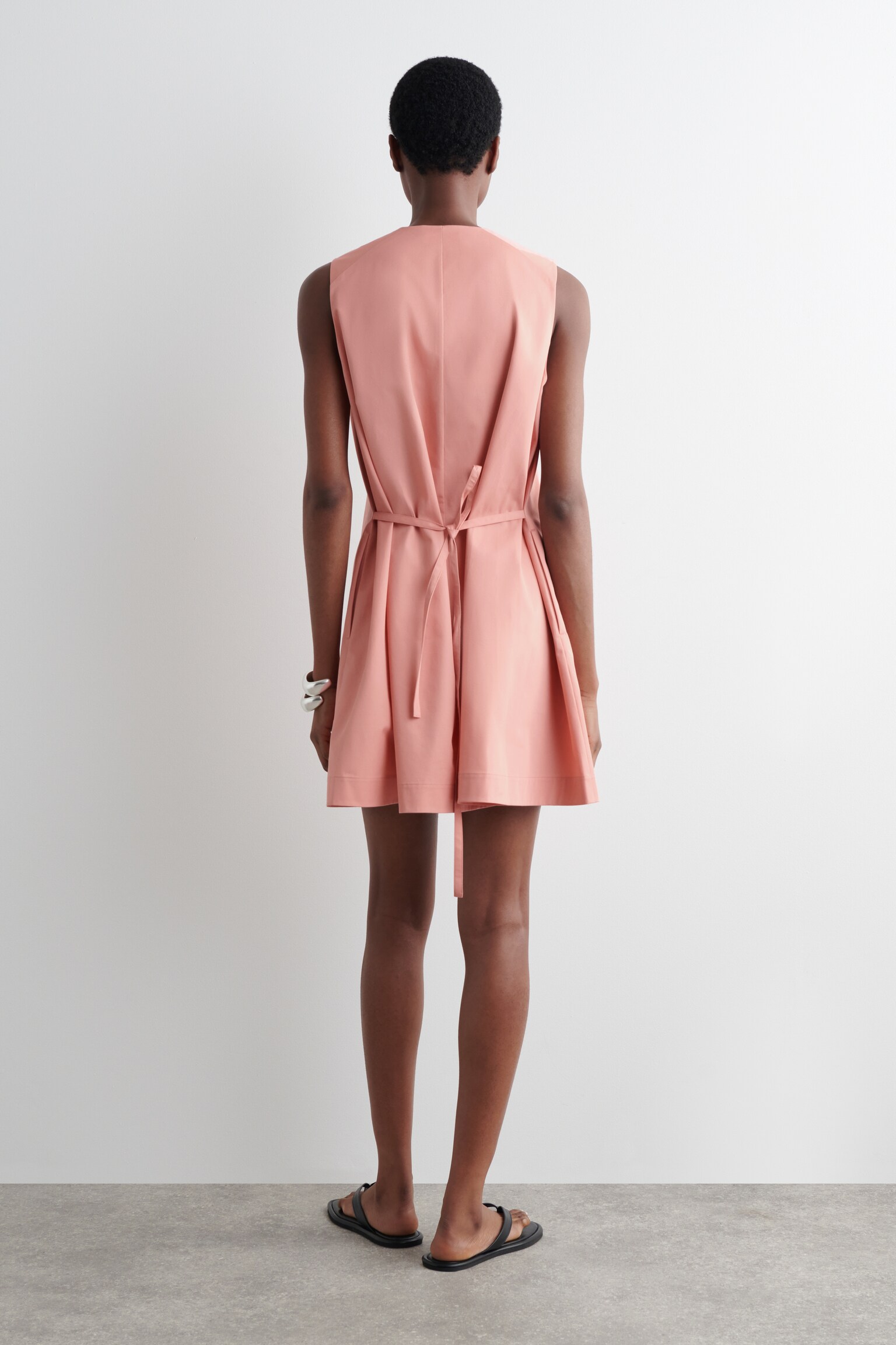 ROBE COURTE BOUTONNÉE EN COTON PIMA - ROSE/NOIR/ROSE - 7