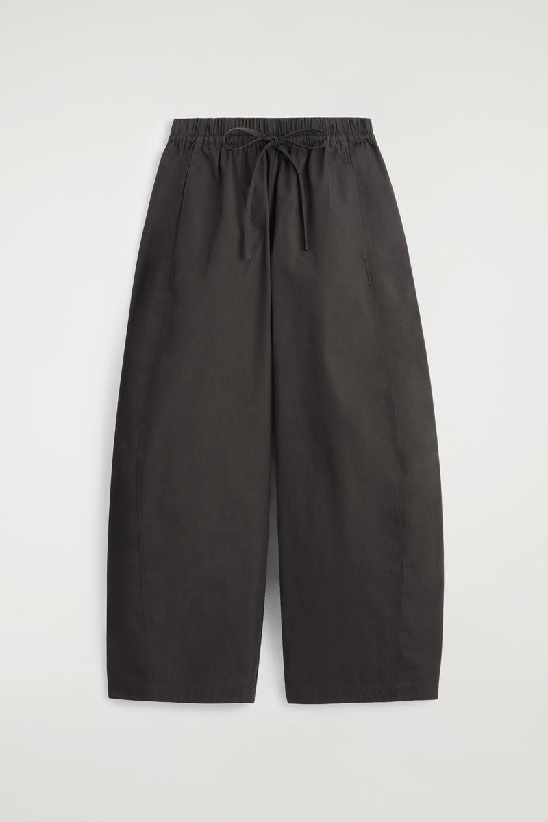 COS Elasticated Barrel-Leg Trousers In Brown Women's Size 34