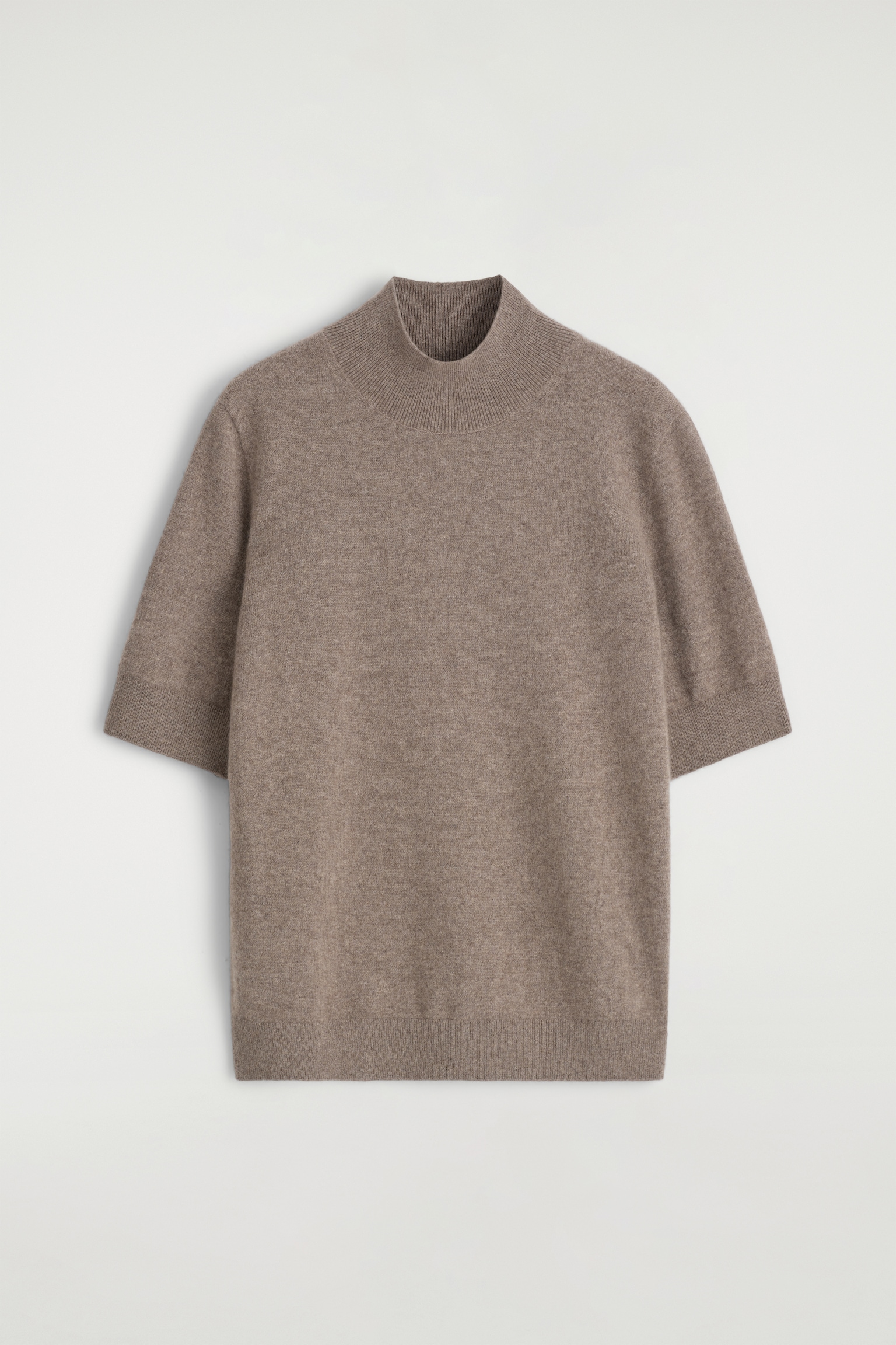 T-SHIRT À COL MONTANT EN CACHEMIRE - TAUPE/IVOIRE - 2
