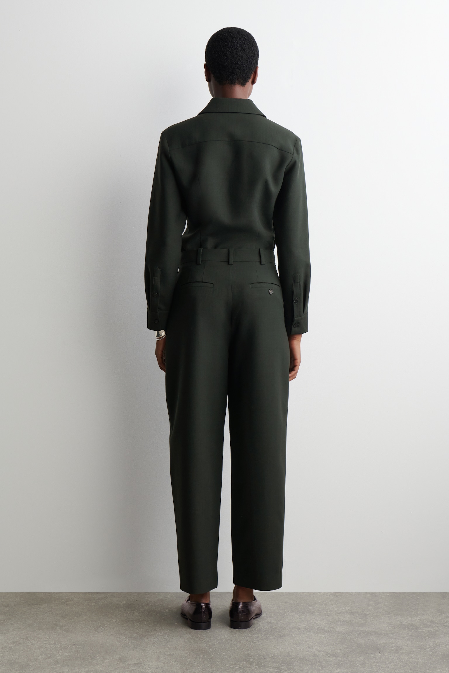 PANTALON COURT BARREL EN LAINE - VERT FONCÉ/TAUPE/NOIR - 4