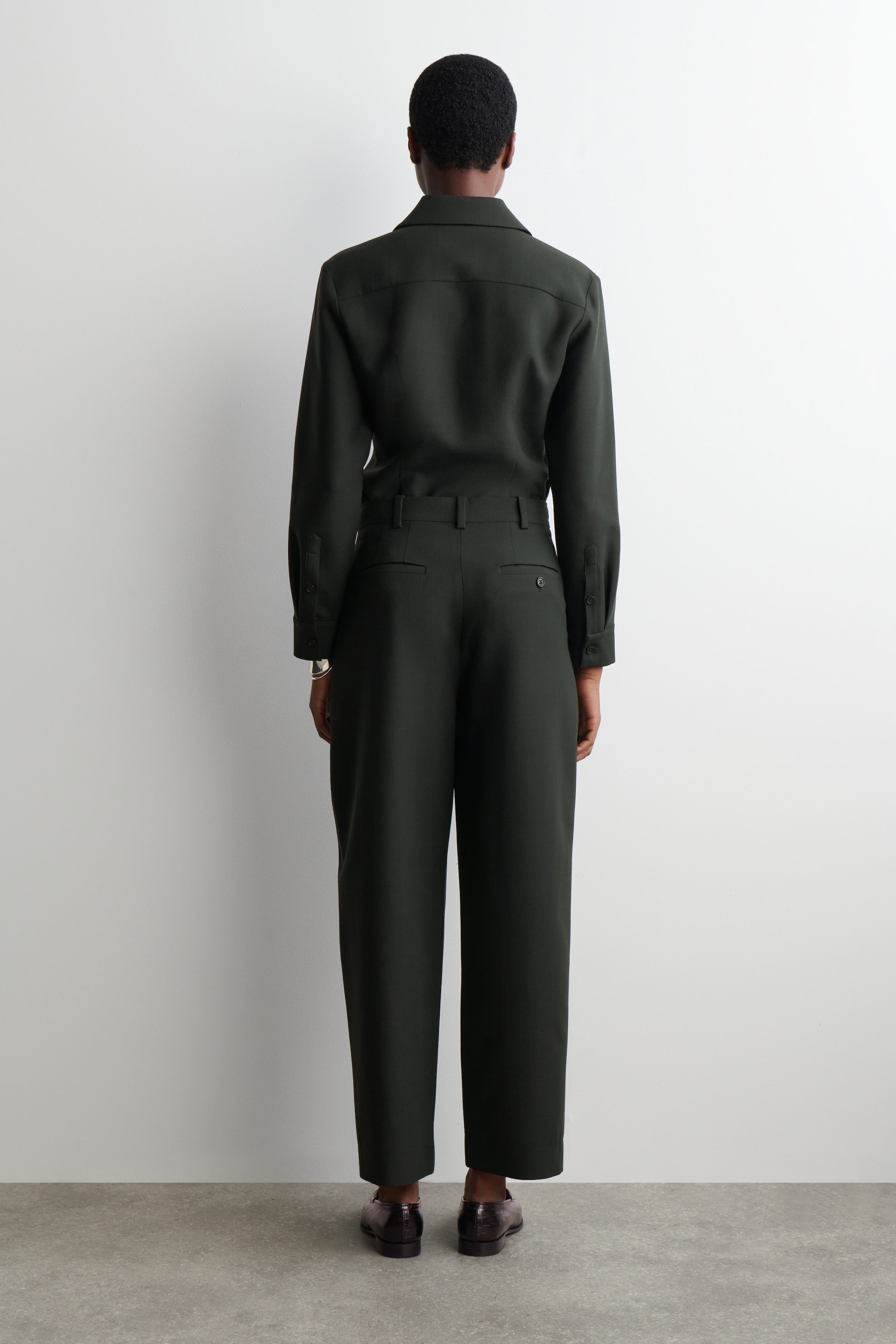 CROPPED WOOL BARREL-LEG PANTS