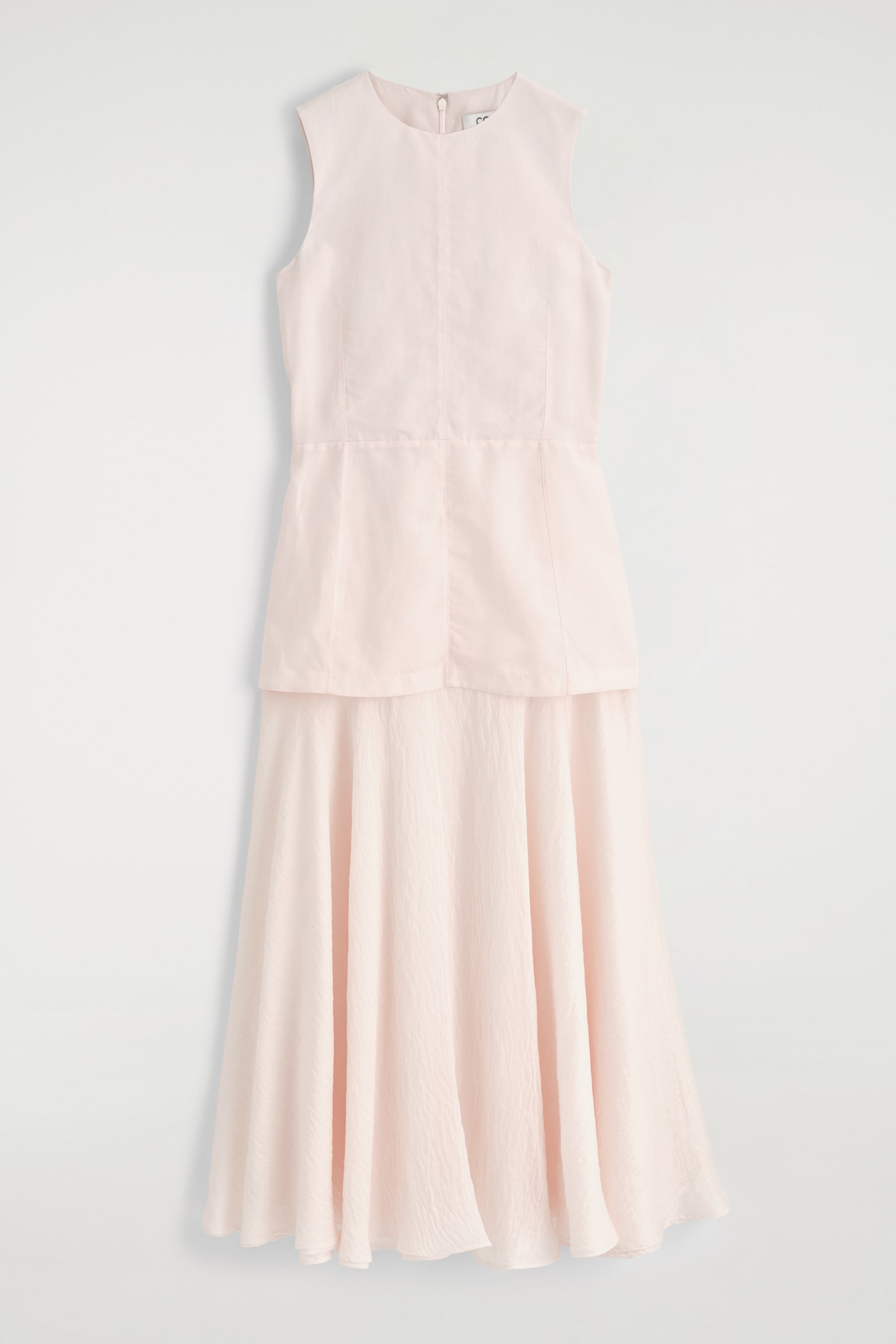 LAYERED PEPLUM MIDI DRESS - LIGHT PINK/BLACK - 2