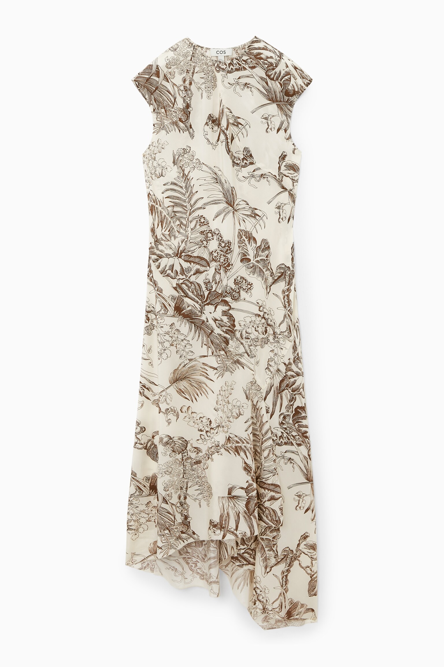 BOTANICAL-PRINT SILK DRESS - WHITE / BOTANICAL PRINT