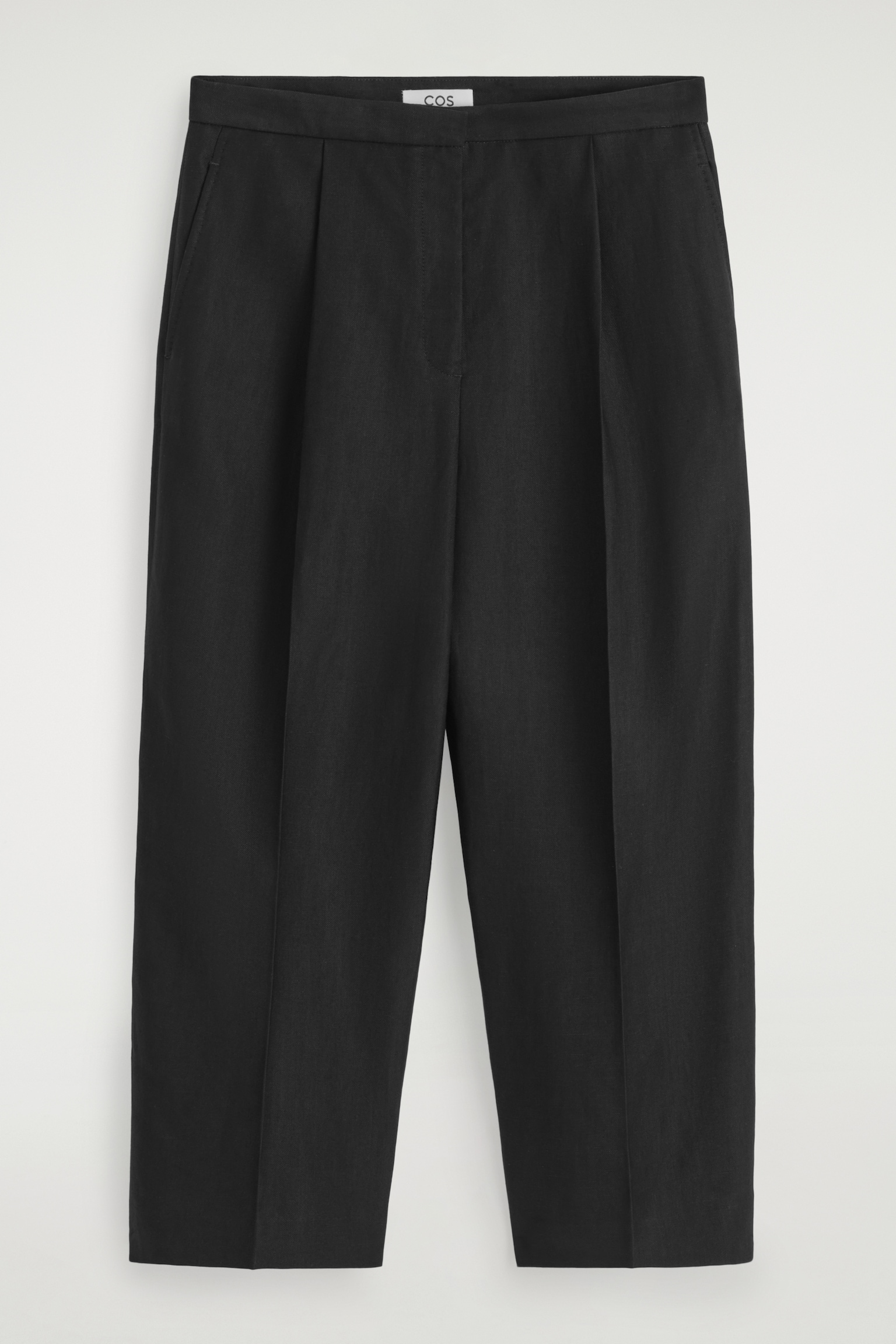 PANTALÓN RECTO CROP EN MEZCLA DE LINO - NEGRO - 2