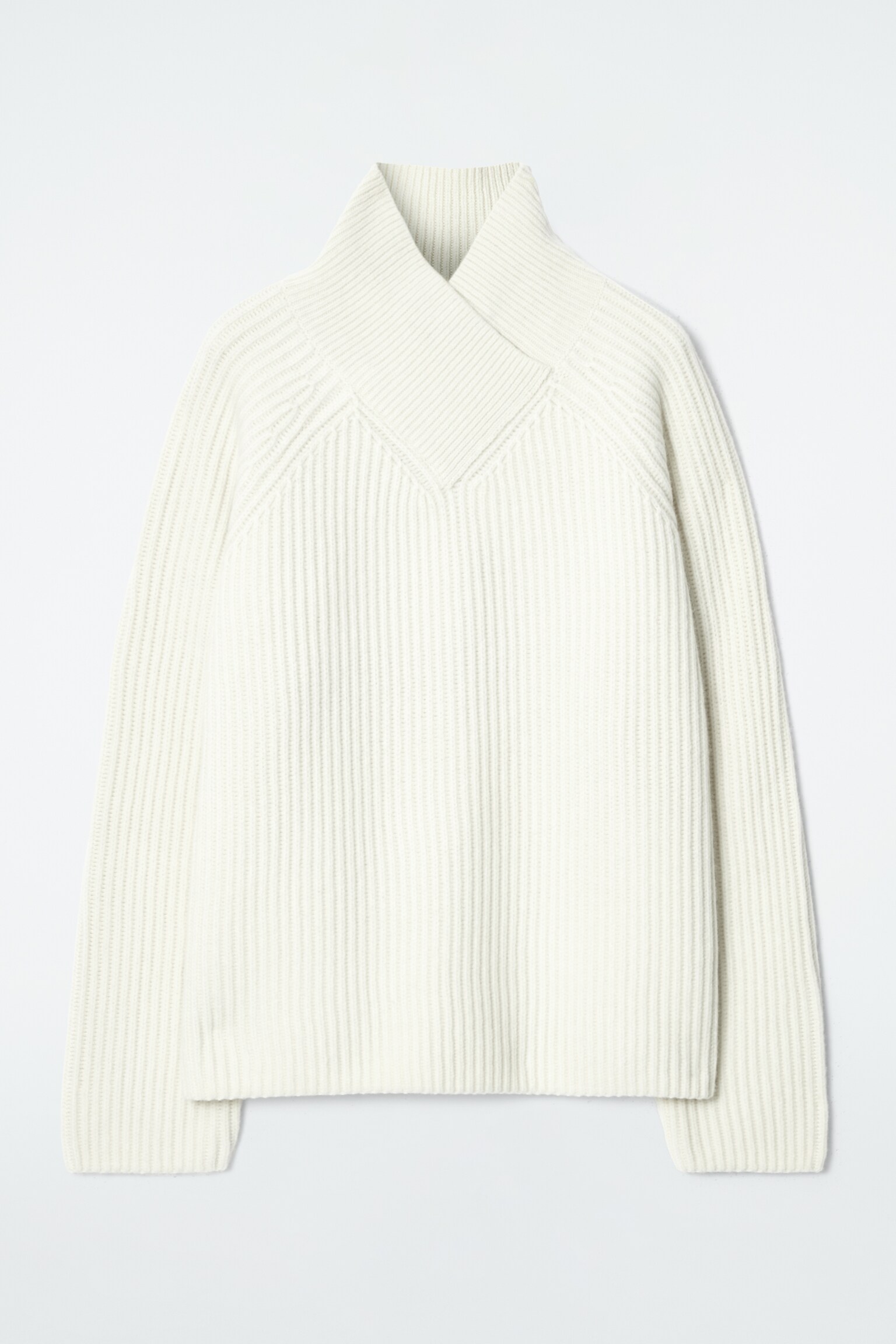 PULOVER DIN LÂNĂ MERINO CU GULER PETRECUT - ECRU/BLEUMARIN / CREM/ALBASTRU COBALT - 2