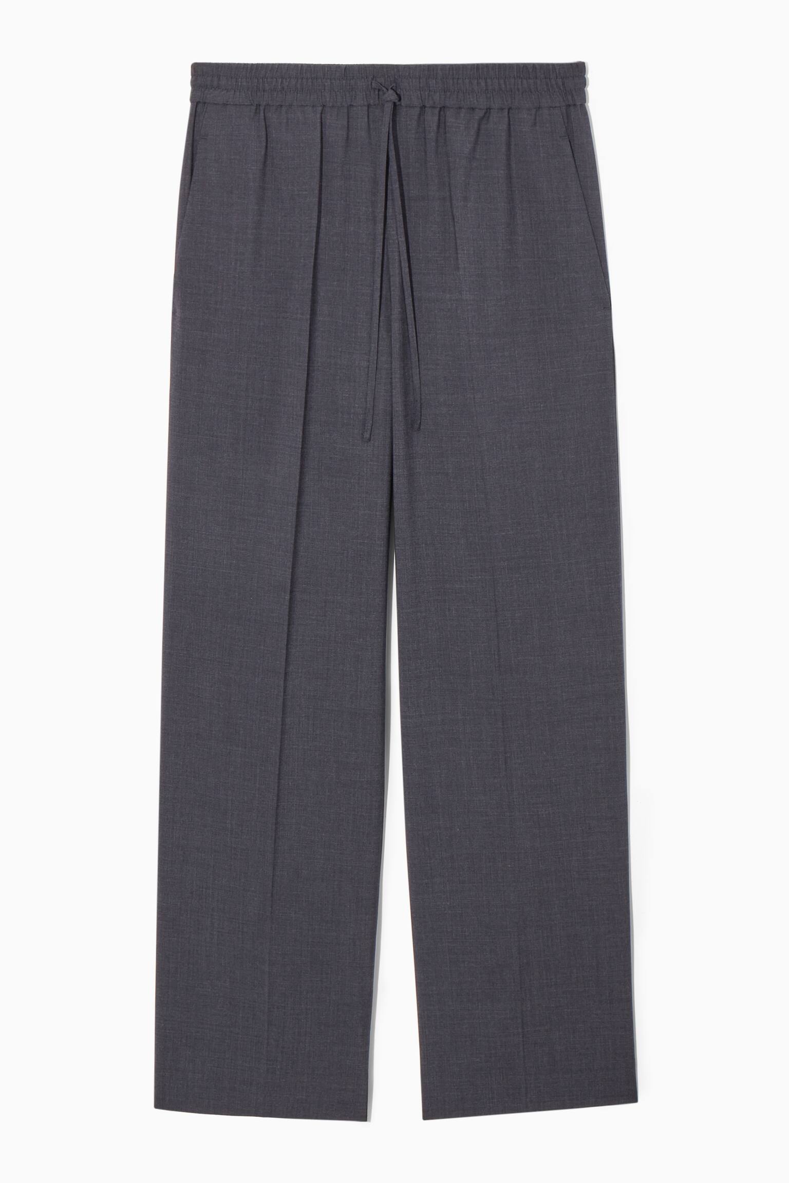 WOOL DRAWSTRING TROUSERS - NAVY