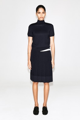 MERINO WOOL TURTLENECK TOP — NAVY 3