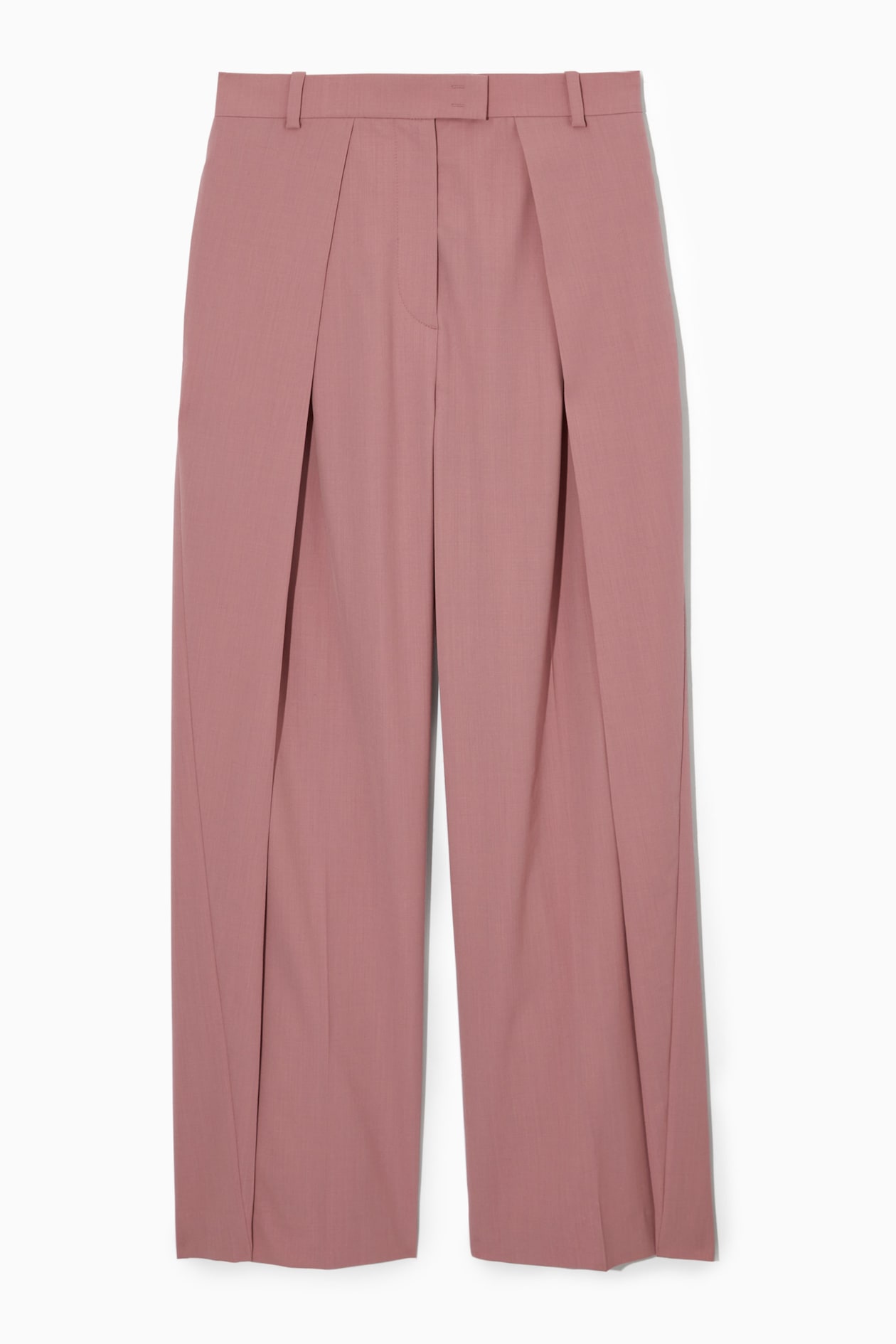 Cropped pink pleated wool trouser main image 0