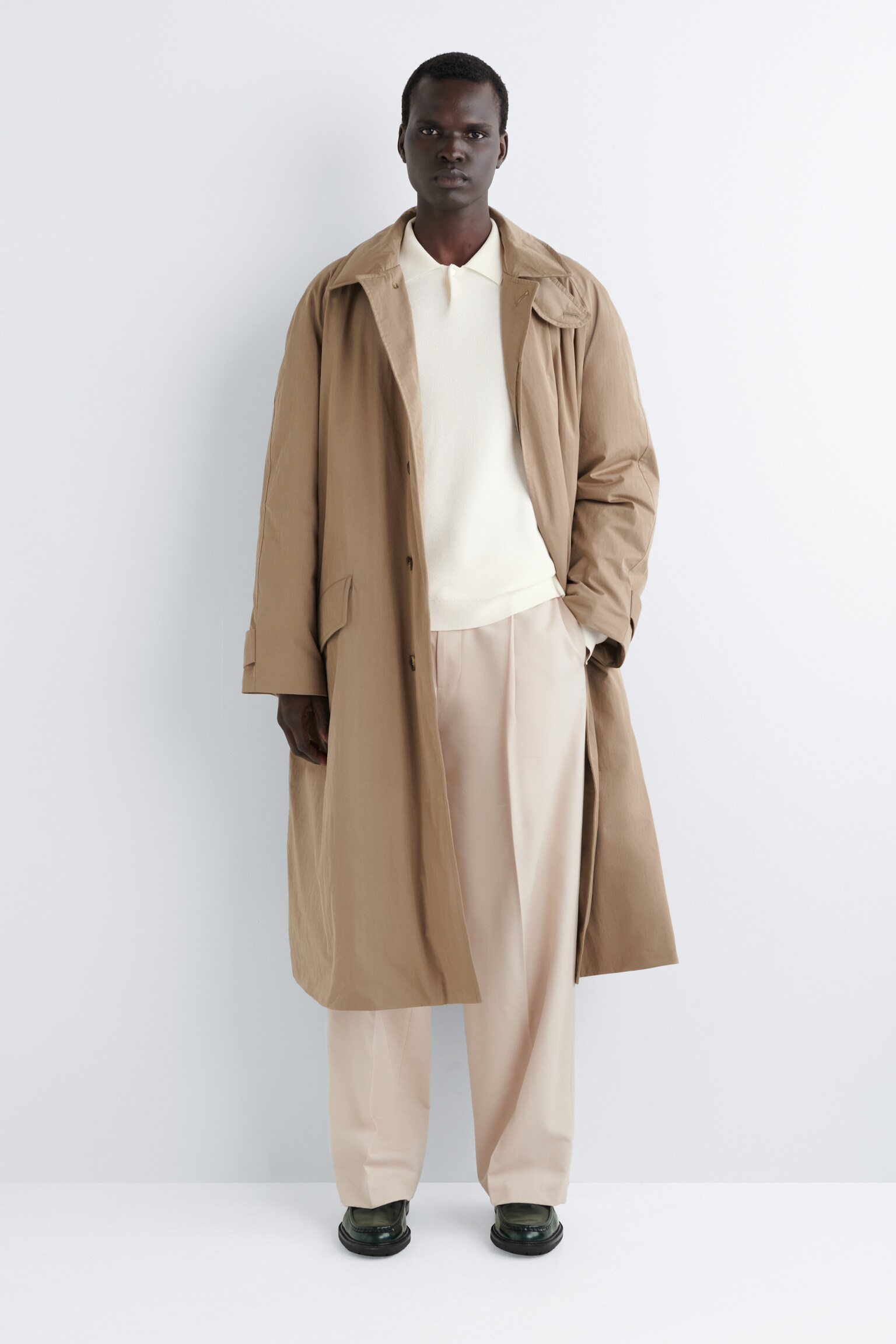 MOCASSINS EN CUIR PATINÉ - VERT FONCÉ - 1