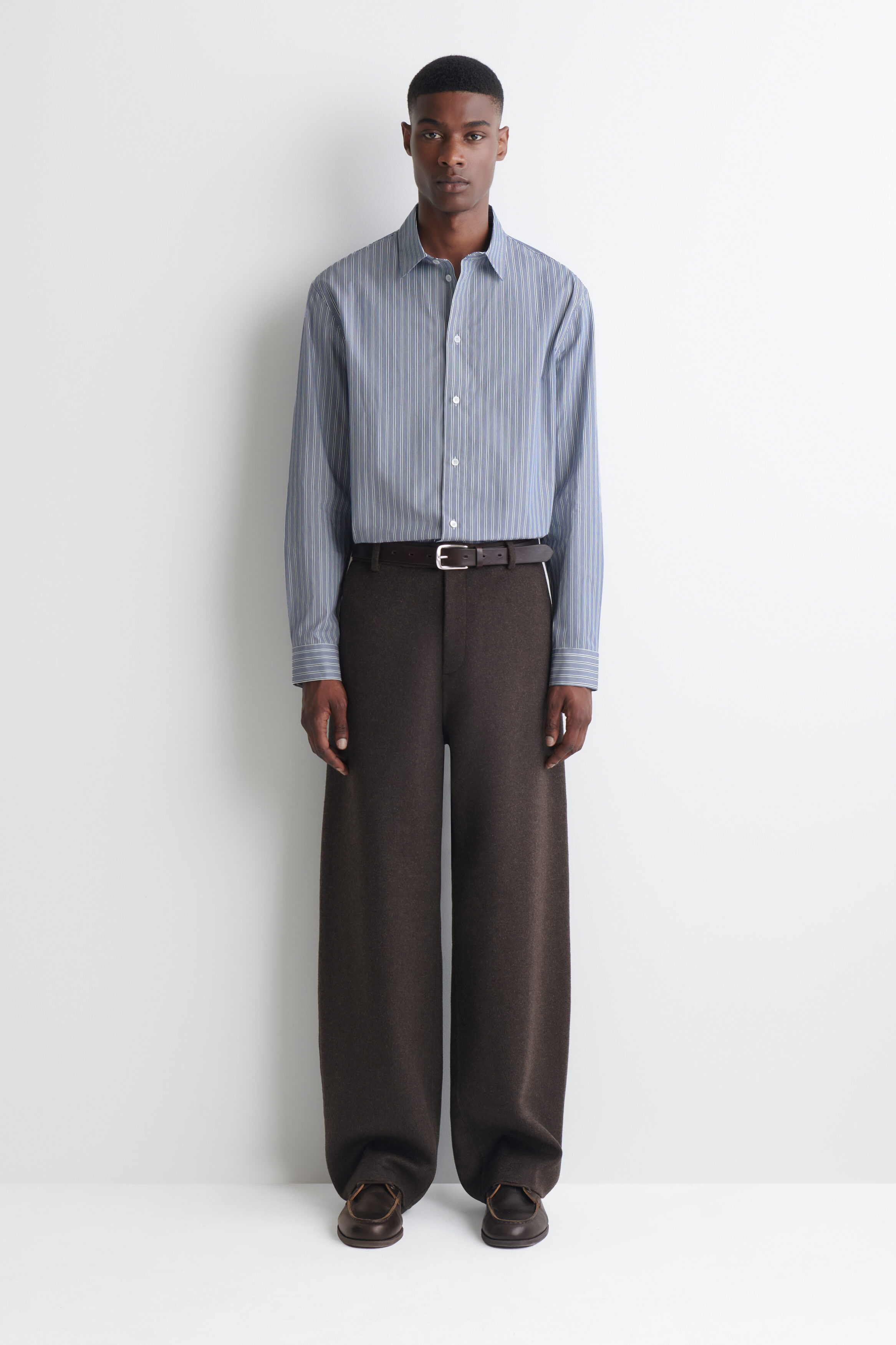 DOUBLE-FACED WOOL RELAXED-FIT WIDE-LEG PANTS
