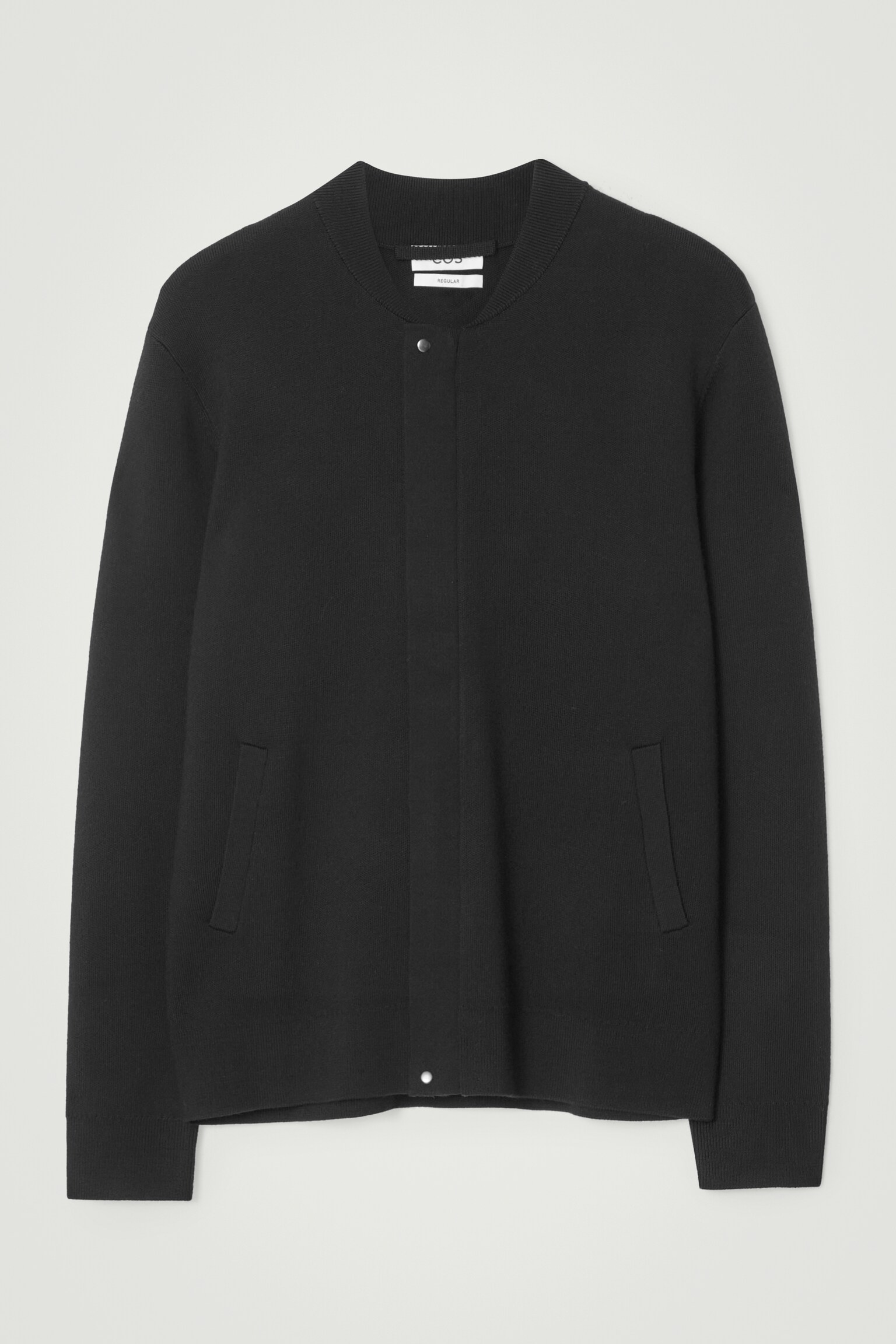 KNITTED WOOL BOMBER JACKET - BLACK/GREY
