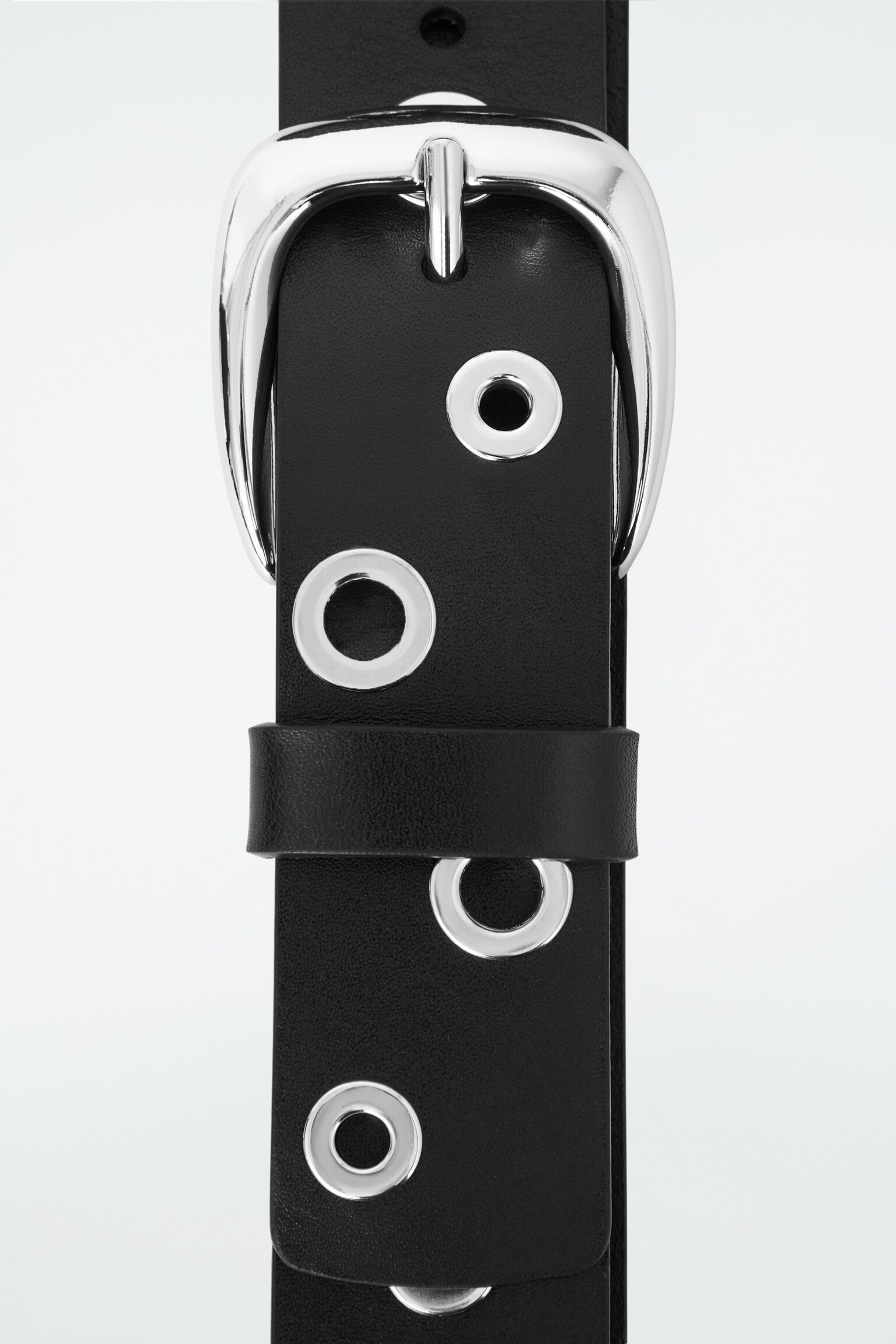 LEATHER EYELET BELT - BLACK - 3