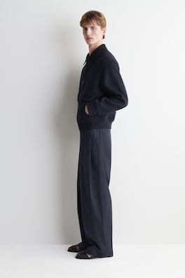DOUBLE-FACED WOOL-BLEND BOMBER JACKET — NAVY 3