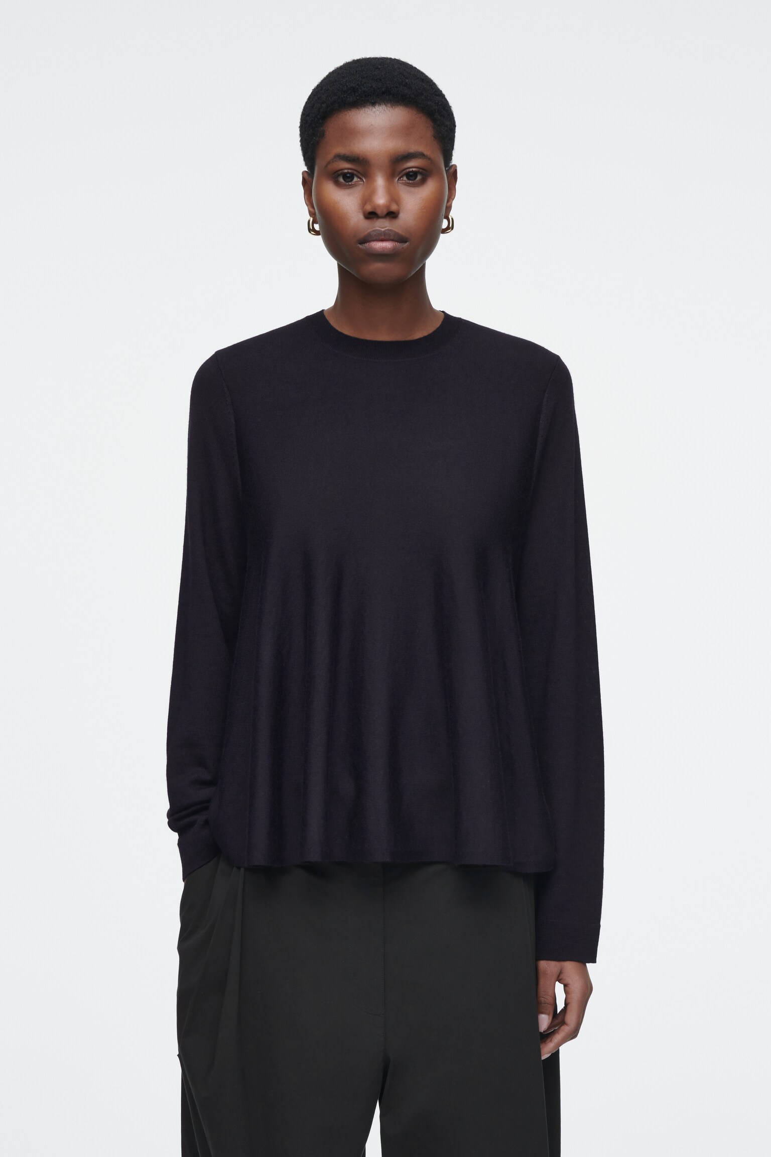 TRAPEZE MERINO WOOL JUMPER - NAVY/RED