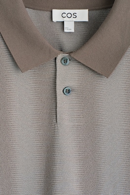 DIFFUSED-STRIPE KNITTED POLO SHIRT — MOLE / STRIPED 1