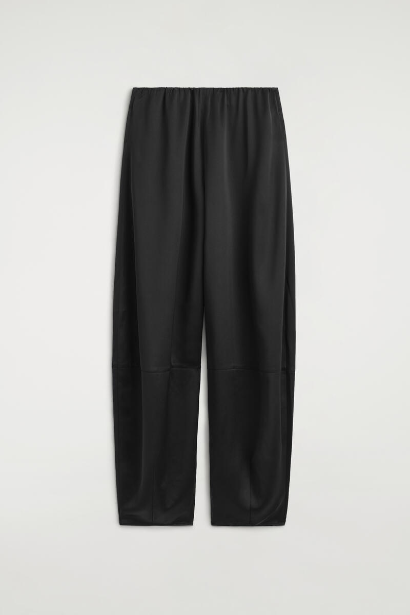 Satin Barrel-Leg Pants